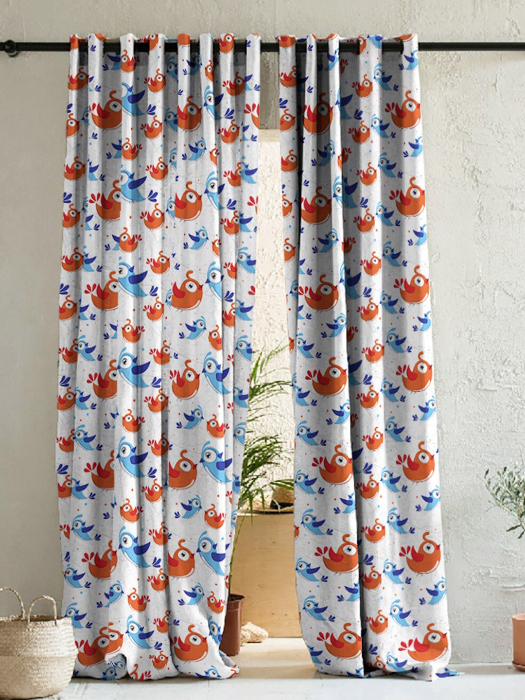 

SPACES White 2 Pieces Quirky Room Darkening Long Door Curtain