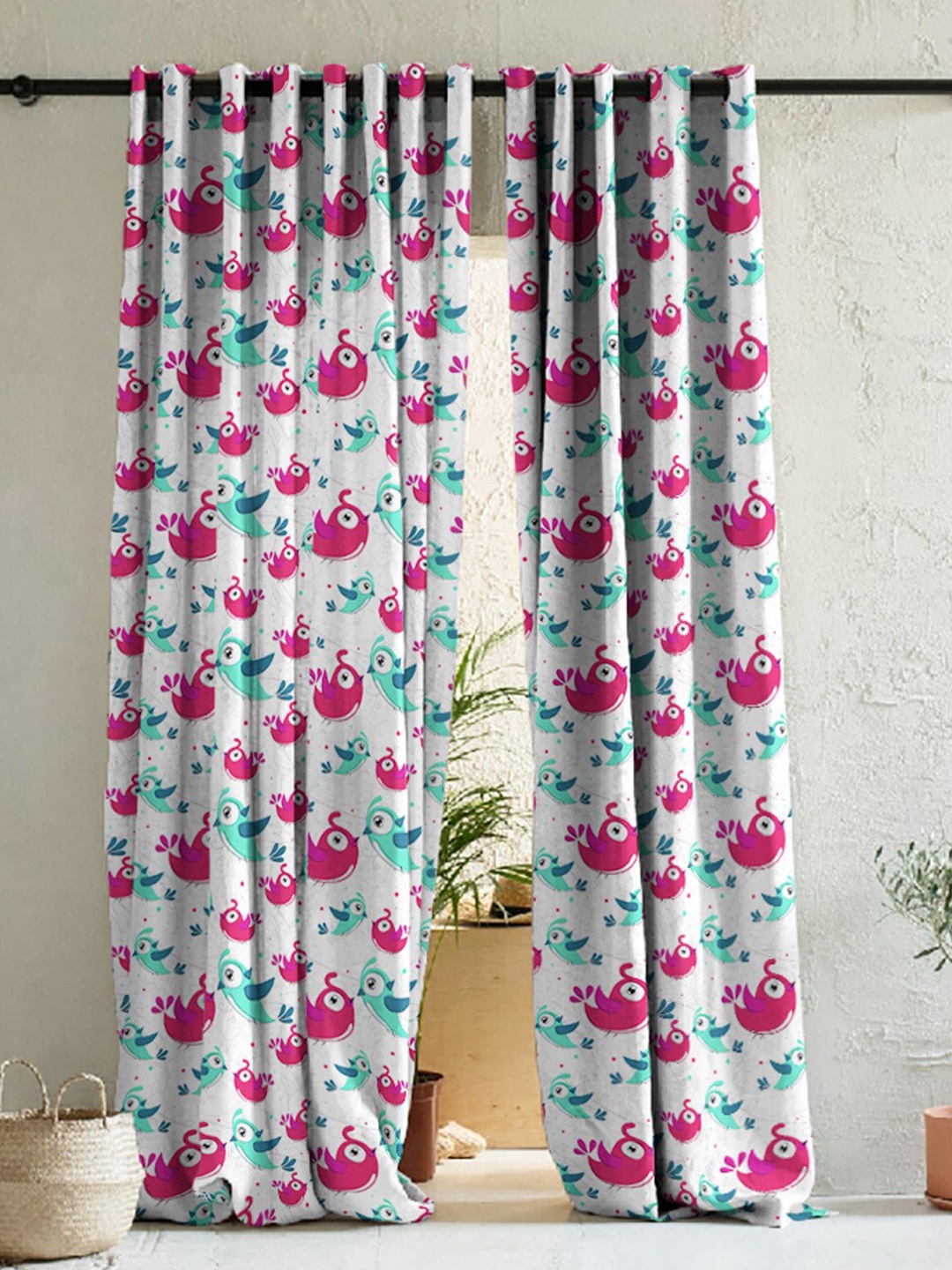 

SPACES White 2 Pieces Quirky Room Darkening Window Curtain