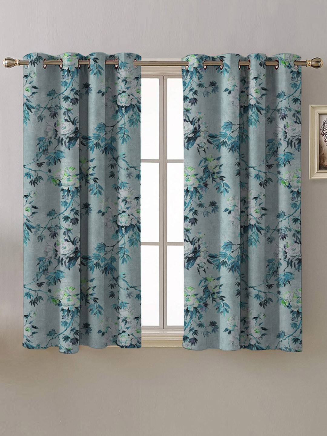 

SPACES Blue & White 2 Pieces Floral Room Darkening Window Curtains