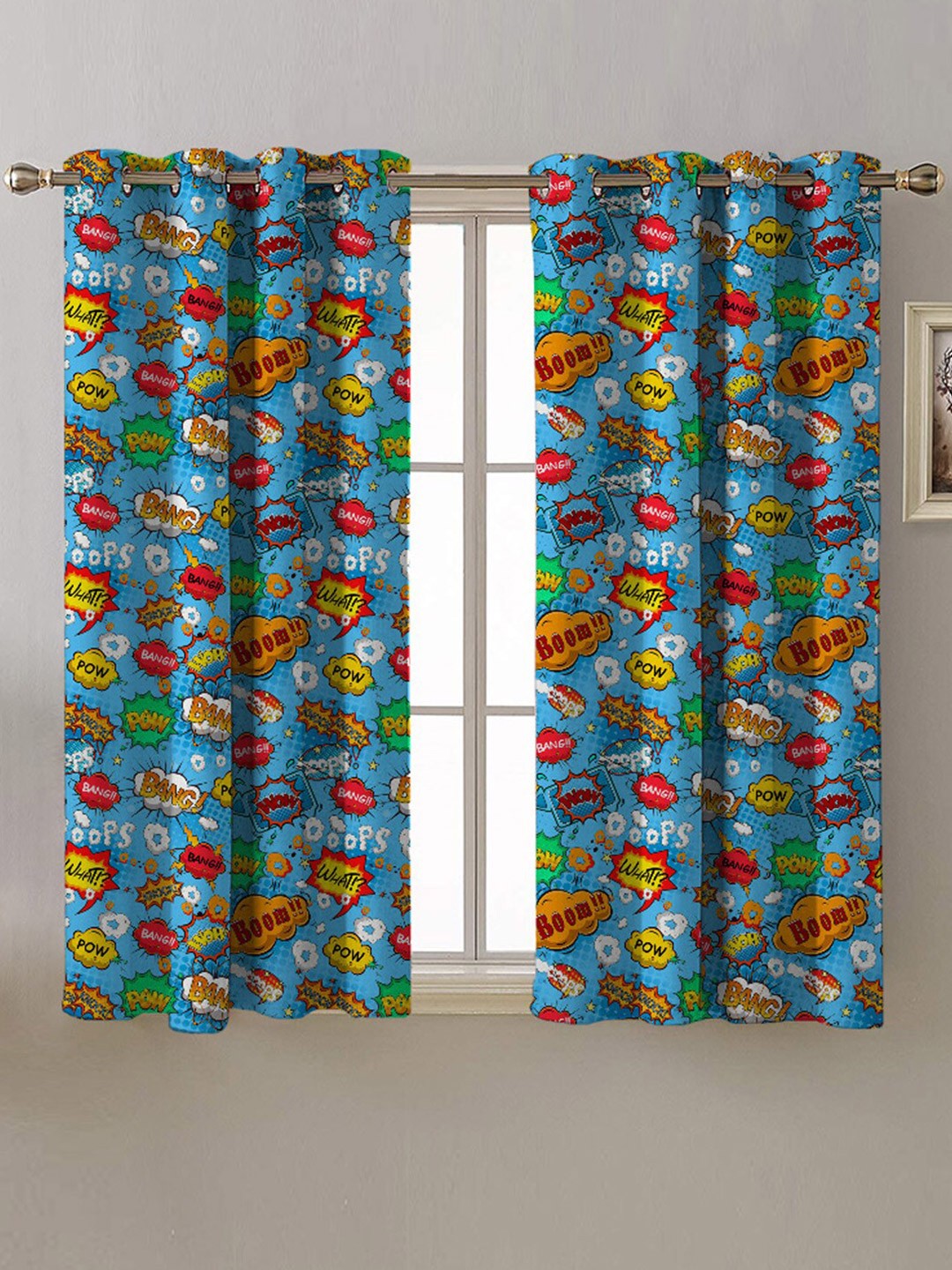 

SPACES Blue & Red 2 Pieces Quirky Room Darkening Window Curtains