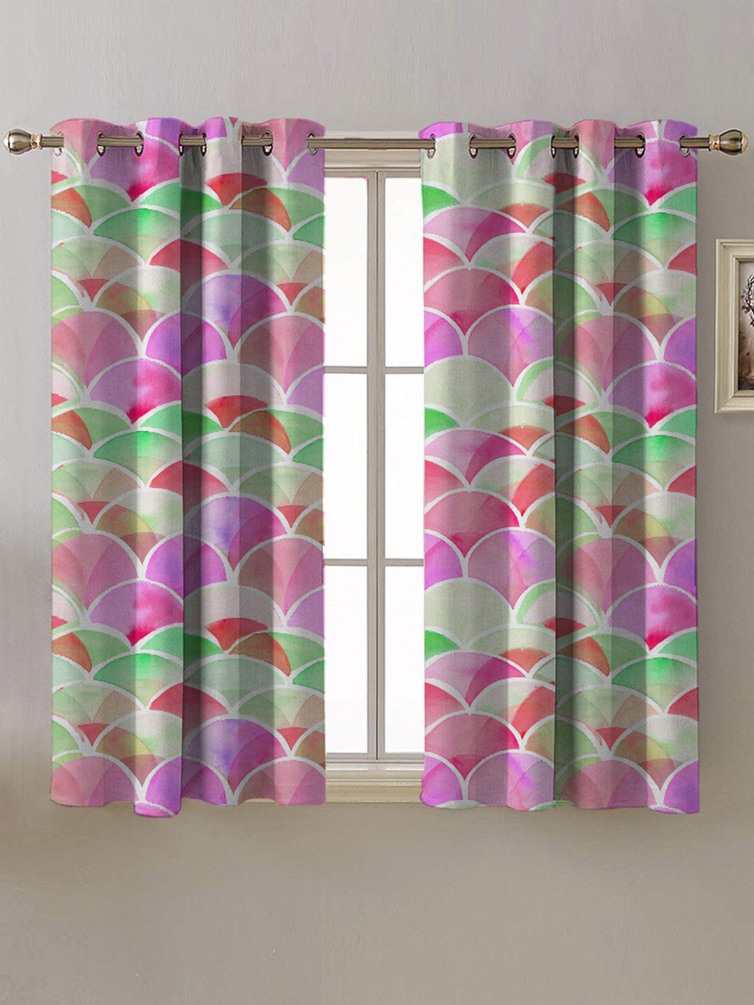 

SPACES Pink 2 Pieces Geometric Printed Room Darkening Window Curtain