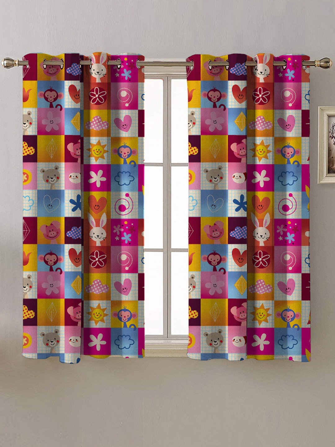 

SPACES Pink & Blue 2 Pieces Quirky Room Darkening Window Curtains