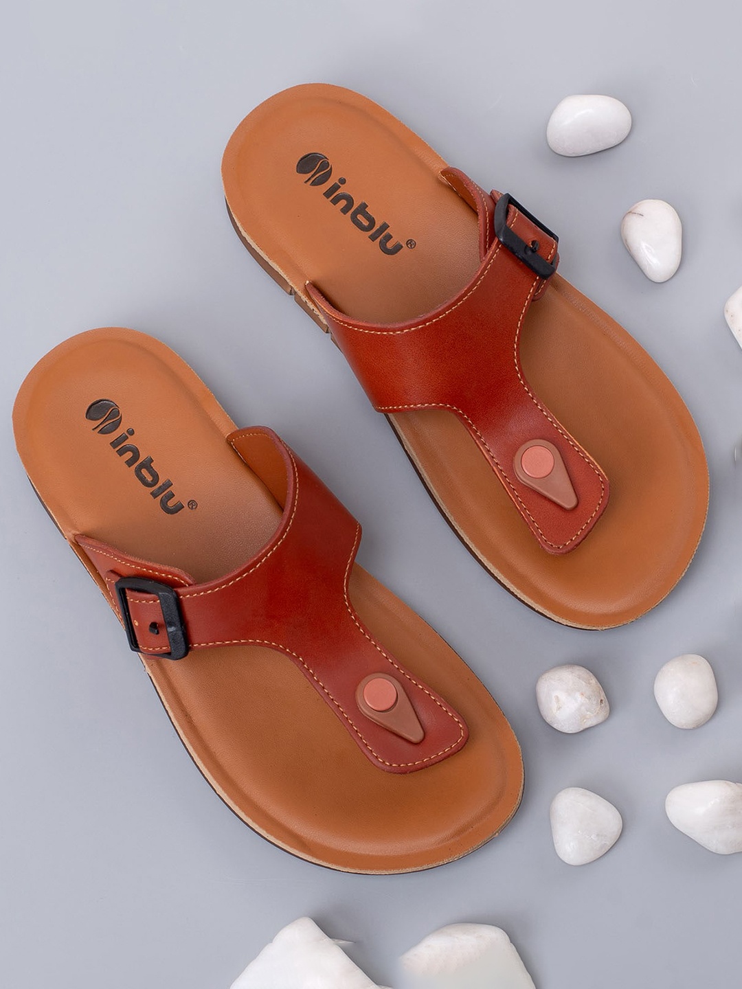 

Inblu Men Lightweight & Anti Skid Open Toe Flats, Tan