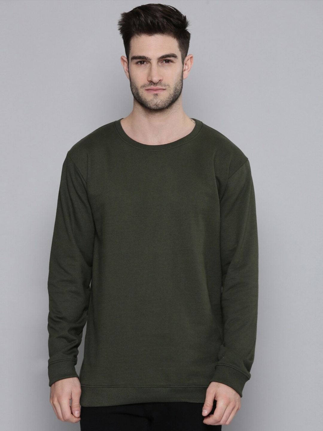 

SMARTEES Round Neck Pullover Fleece Sweatshirt, Green