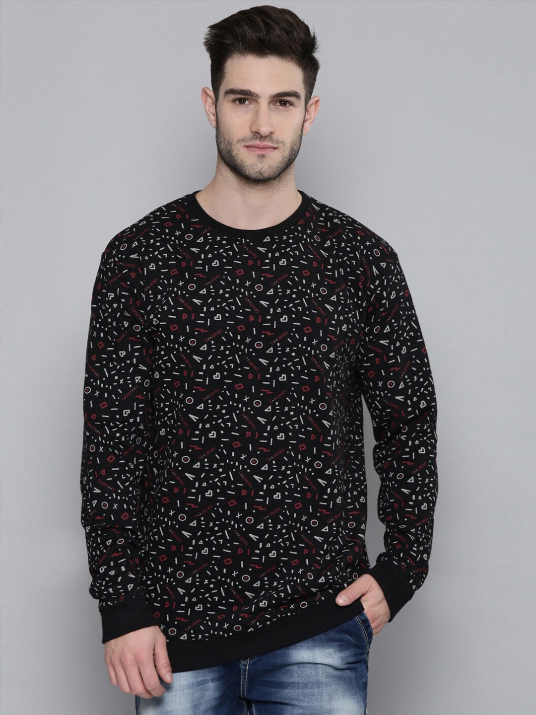 

SMARTEES Conversational Printed Pullover Fleece Sweatshirt, Black