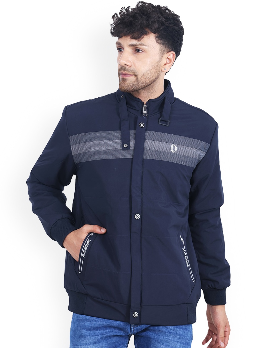 

Dollar Socks Men Navy Blue Water Resistant Outdoor Bomber Jacket