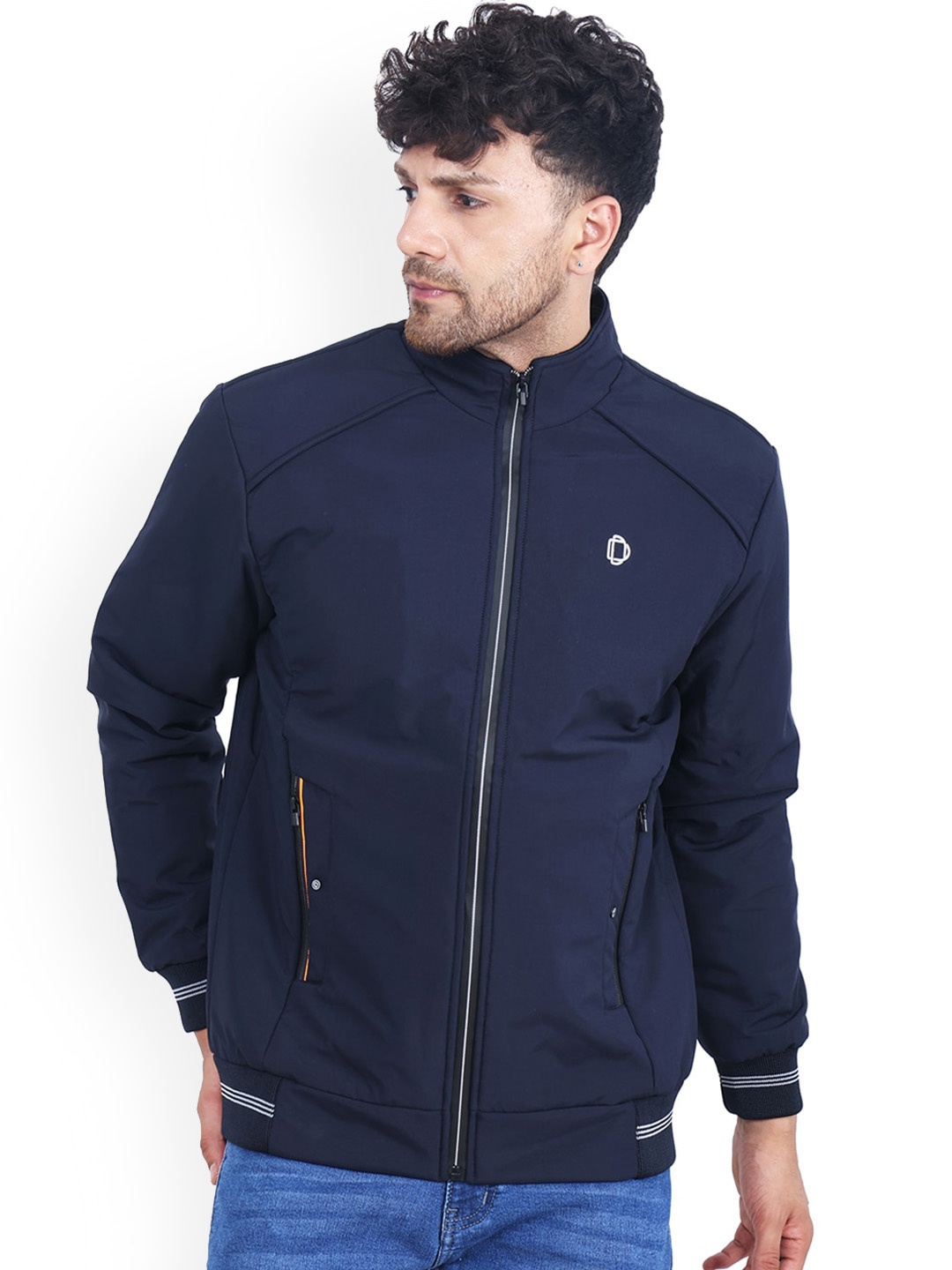 

Dollar Socks Men Navy Blue Water Resistant Outdoor Bomber Jacket