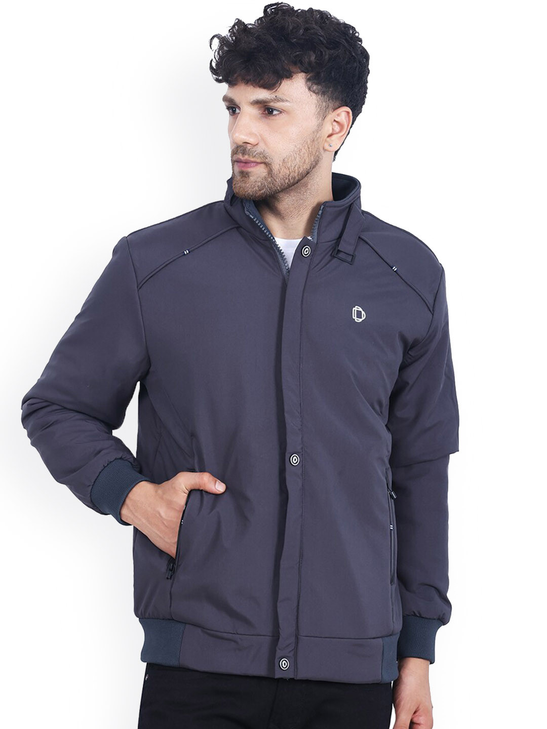 

Dollar Socks Men Grey Water Resistant Outdoor Bomber Jacket