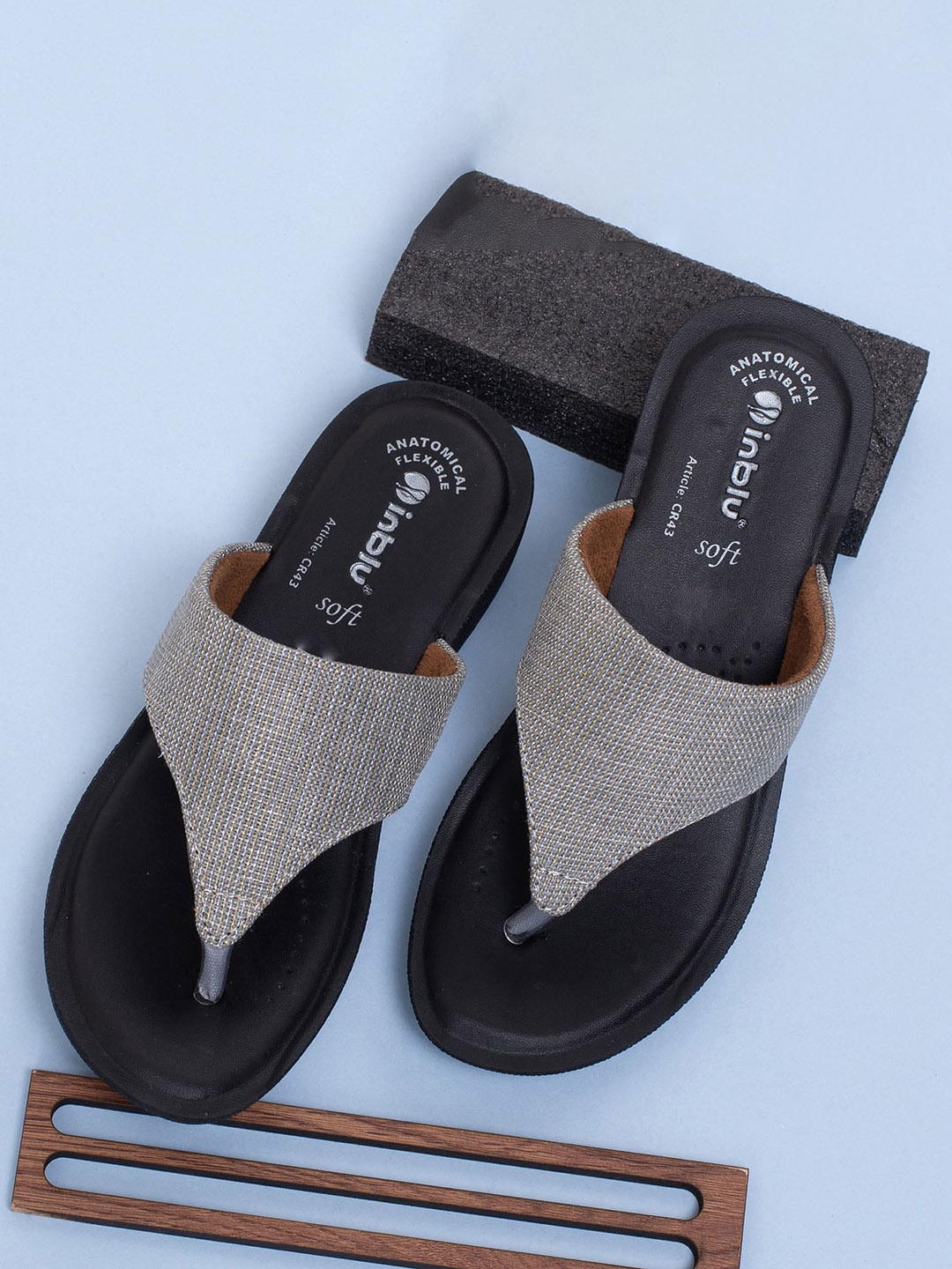 

Inblu Women Lightweight & Anti Skid Open Toe Flats, Grey