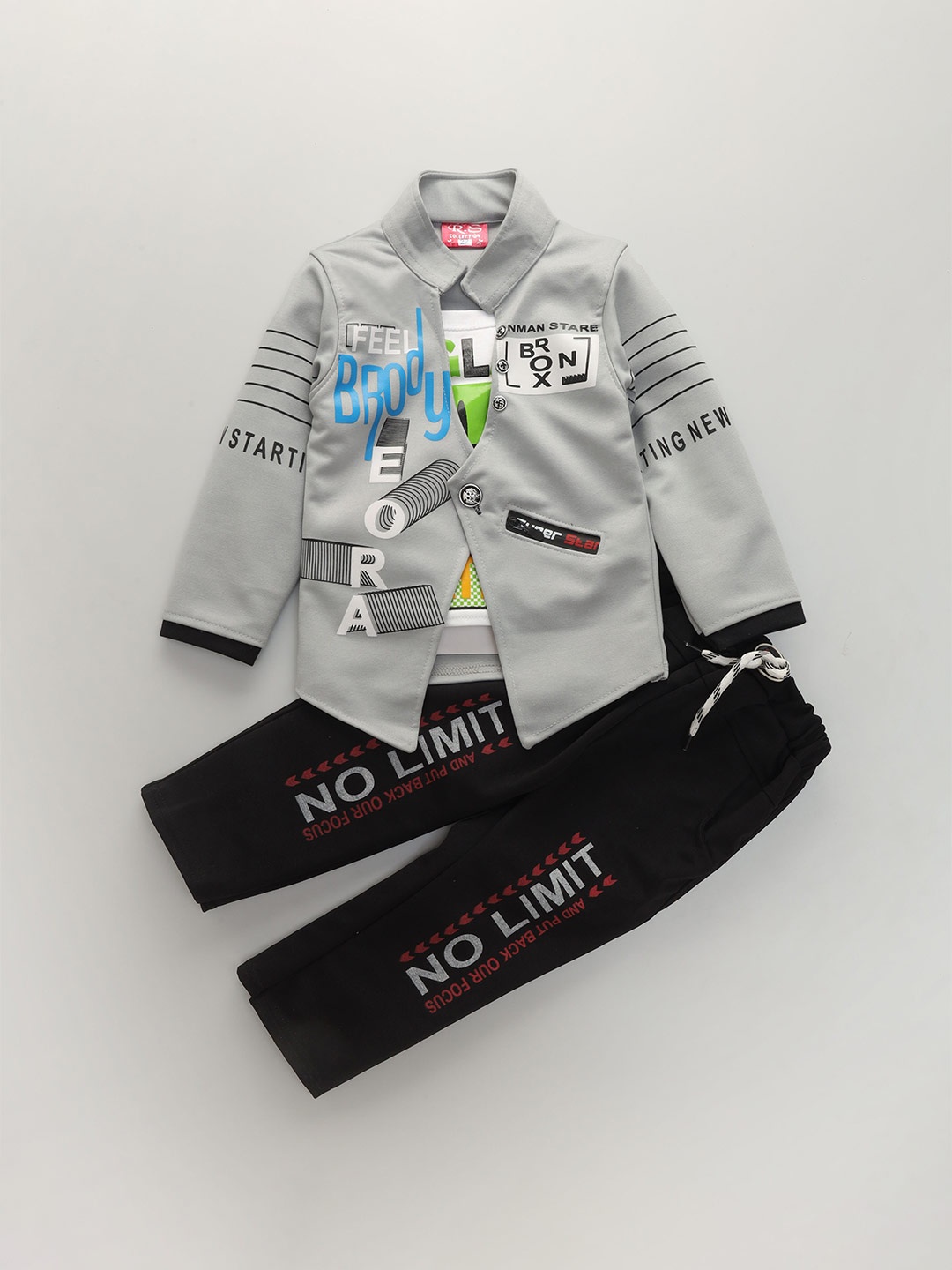 

BAESD Boys Typography Printed Shirt with Trousers, Steel