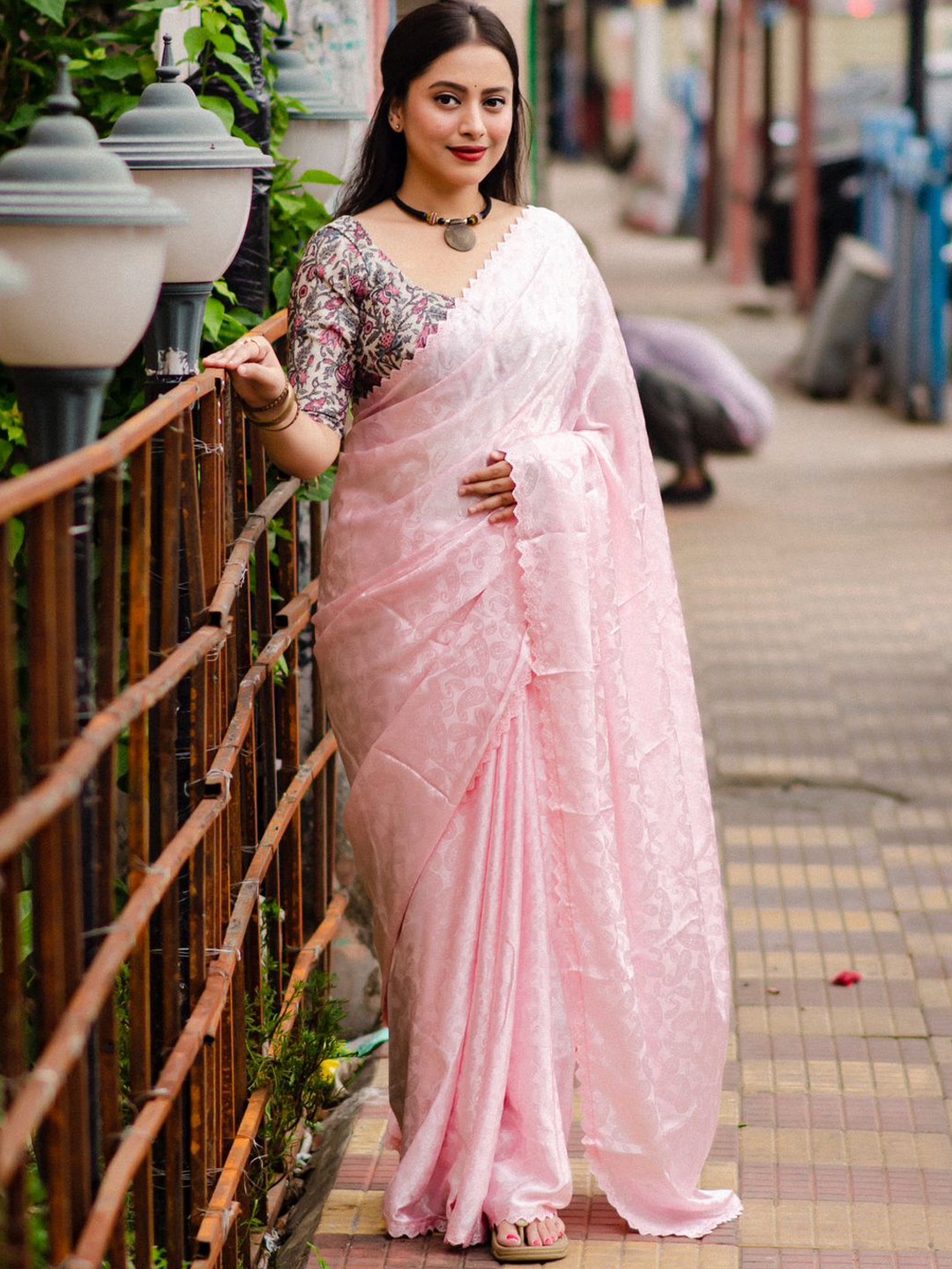 

STAVA CREATION Ethnic Motifs Designer Saree, Pink