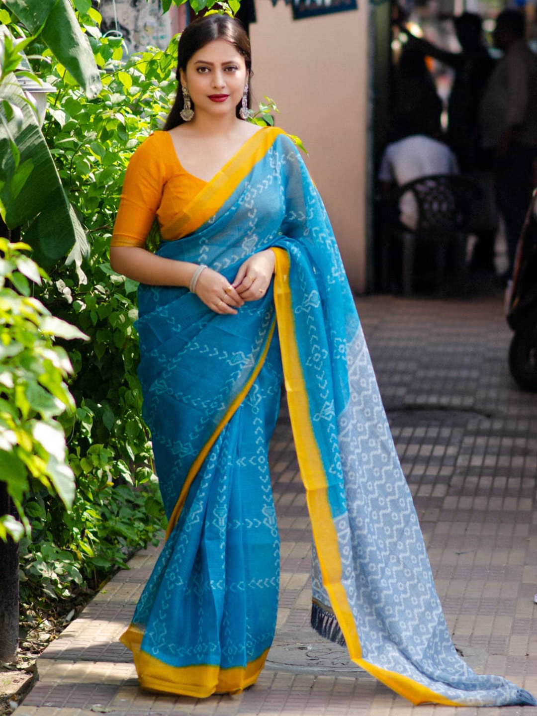 

STAVA CREATION Ethnic Motifs Designer Ikat Saree, Teal