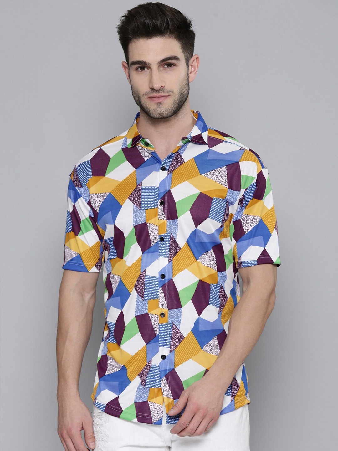 

SMARTEES Slim Fit Geometric Printed Casual Shirt, Blue