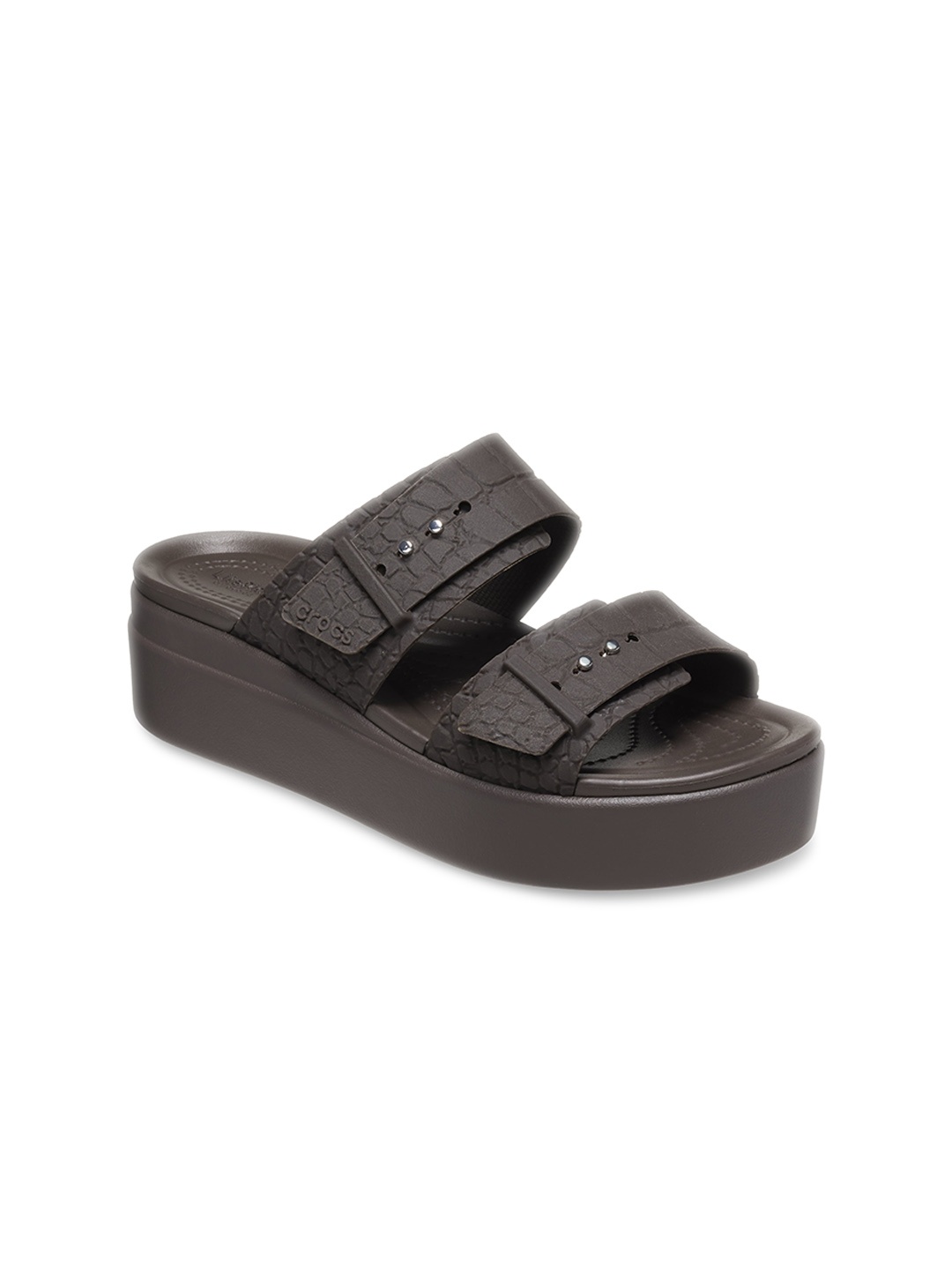 

Crocs Open Toe Croslite Flatform Heels, Brown