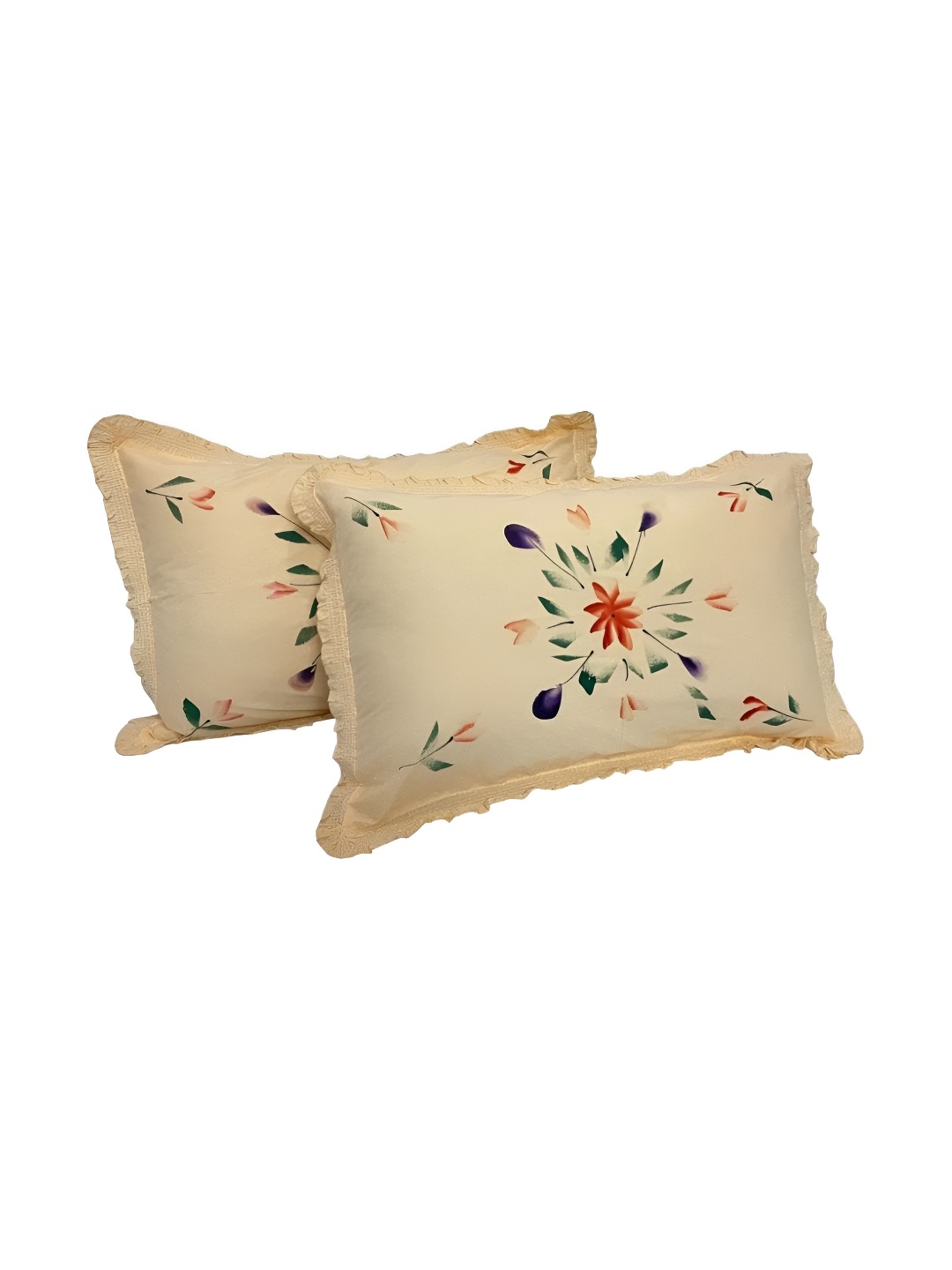 

CASA-NEST Beige and Green 2 Pieces Pillow Covers