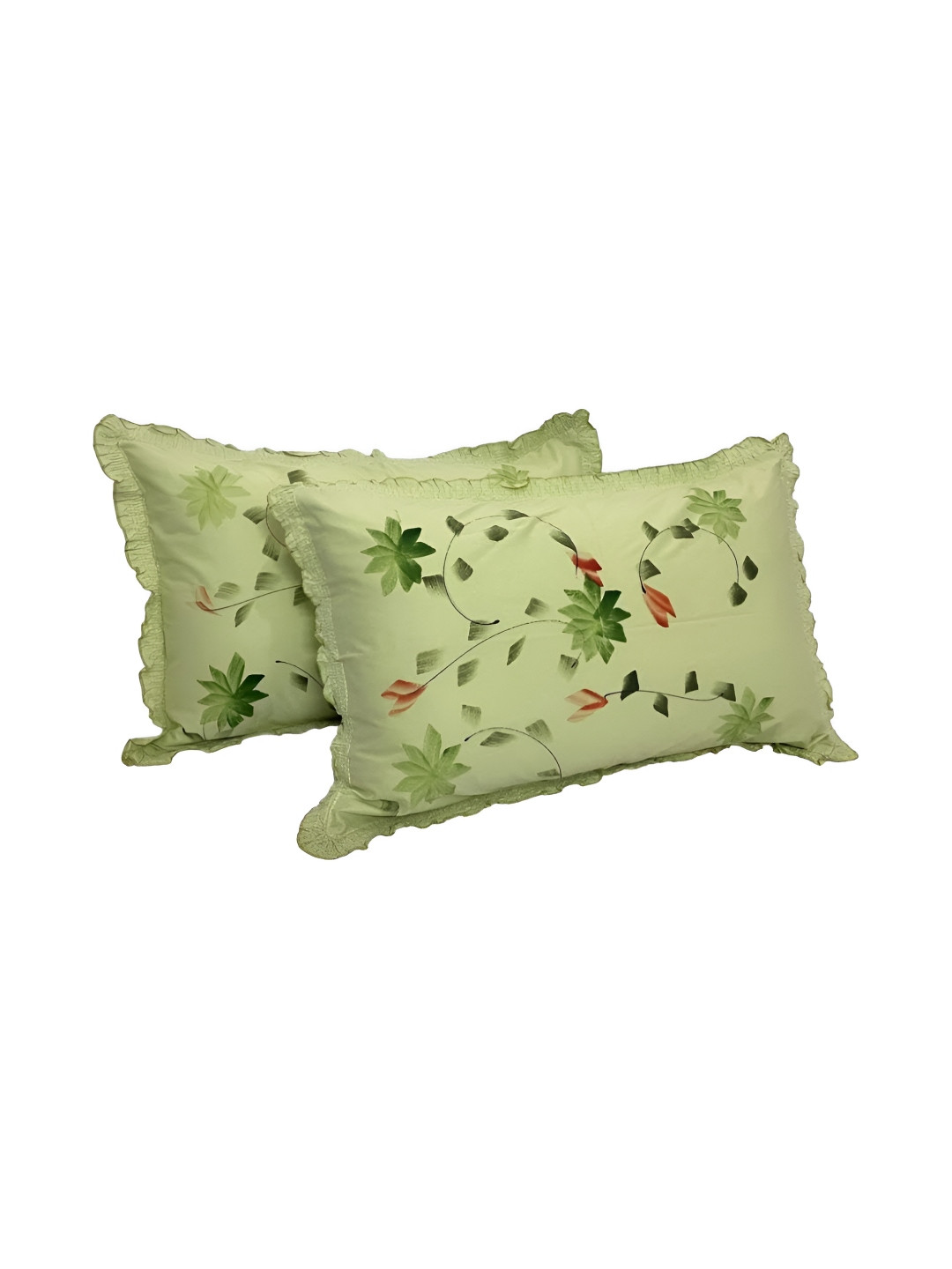 

CASA-NEST Green & Red 2 Pieces Floral Cotton Cushion Covers