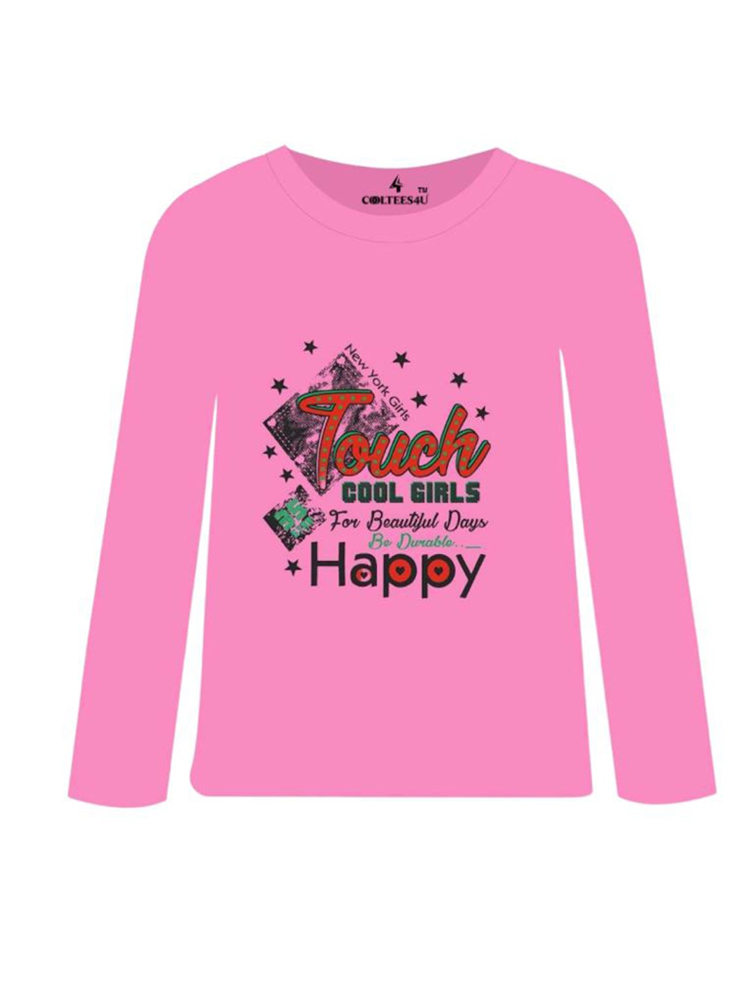 

CoolTees4U Girls Typography Printed Cotton T-shirt, Pink