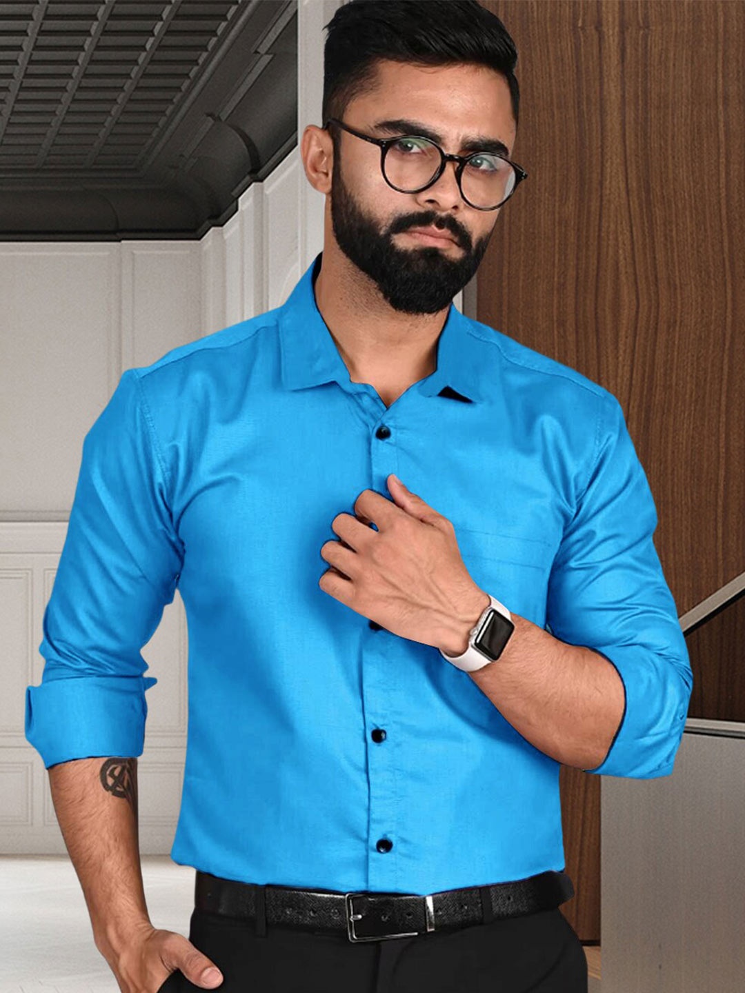 

Tee Projekt Standard Spread Collar Formal Shirt, Turquoise blue