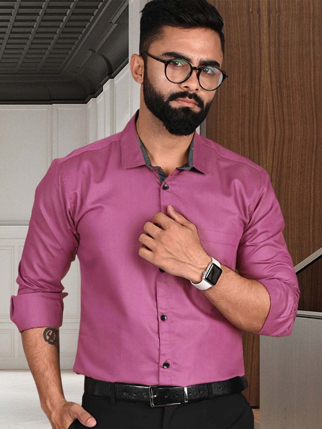 

Tee Projekt Standard Spread Collar Formal Shirt, Pink