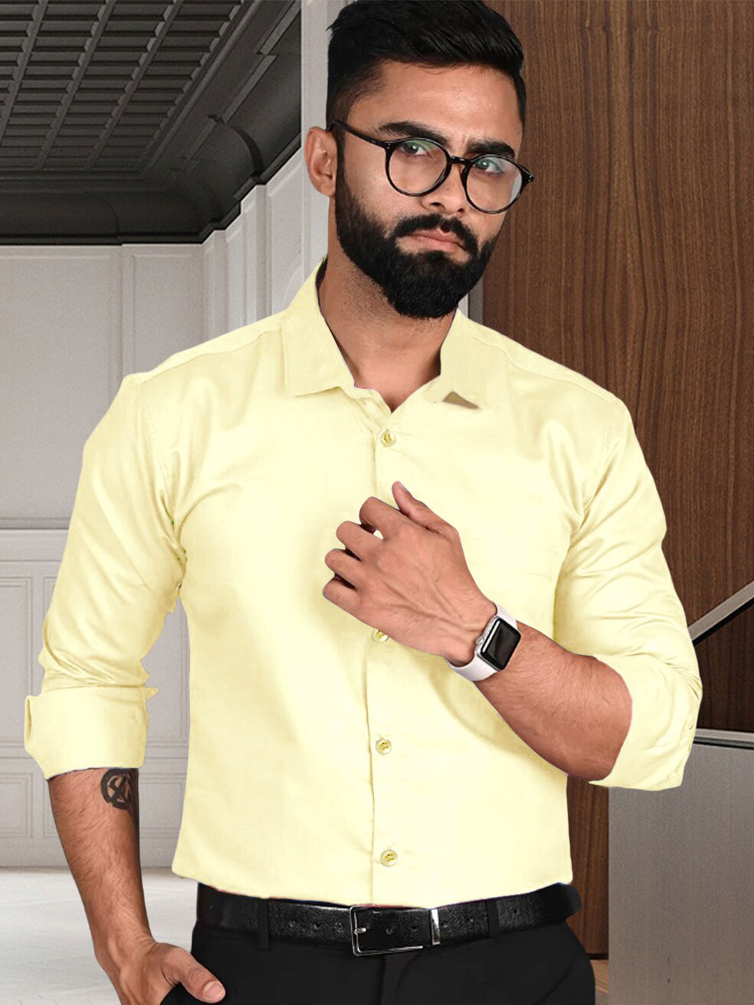

Tee Projekt Standard Spread Collar Formal Shirt, Yellow