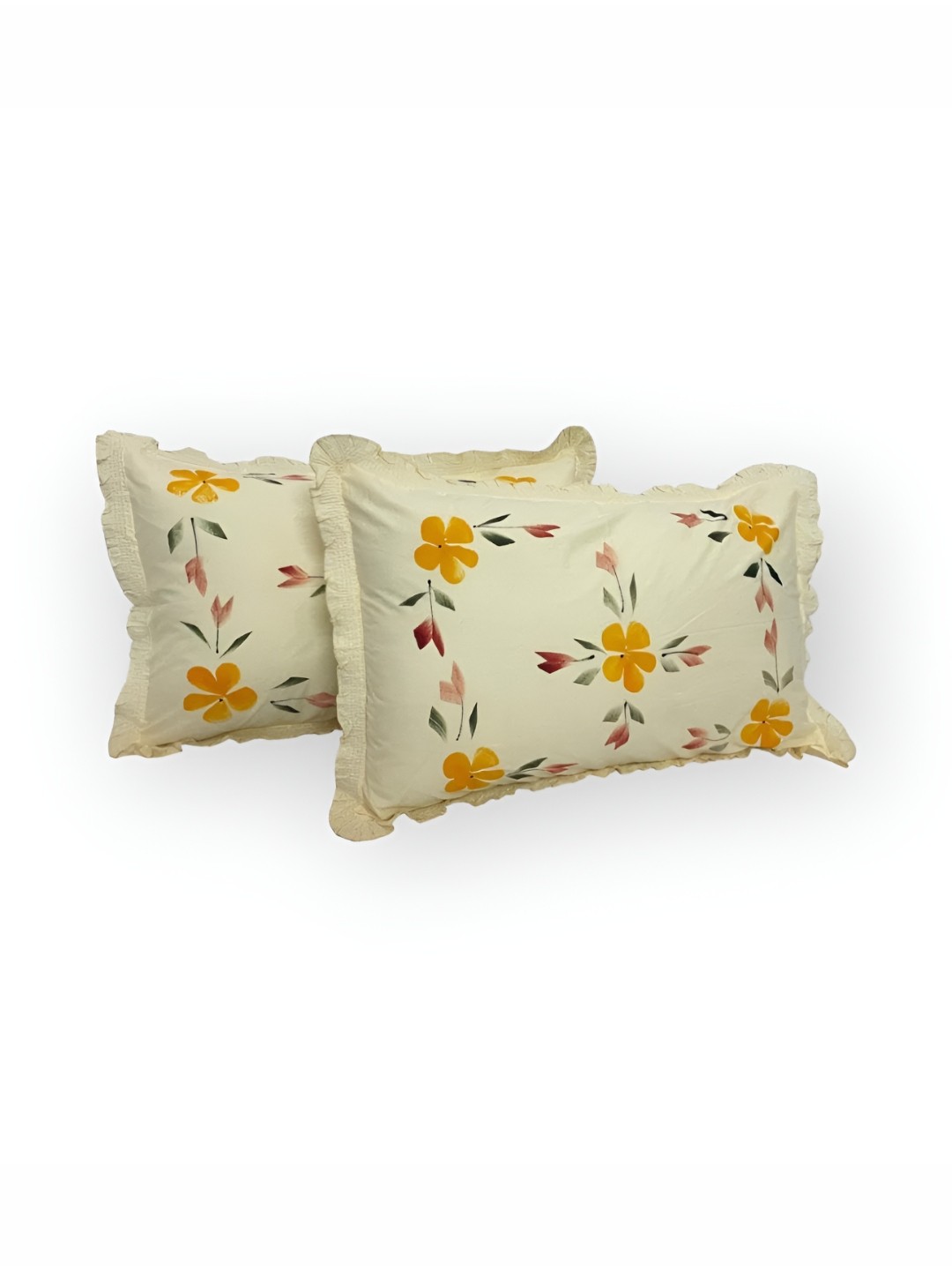 

CASA-NEST Cream 2 Pieces Embroidered Design Cotton Pillow Cover