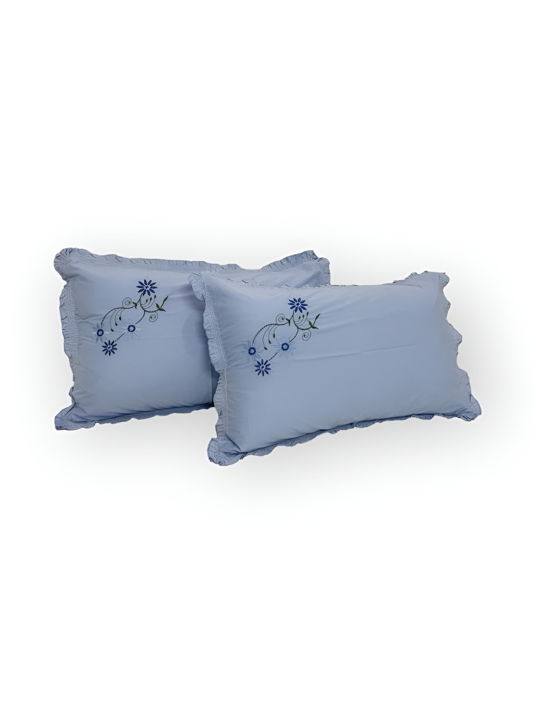 

CASA-NEST Blue 2 Pieces Embroidered Design Cotton Pillow Cover