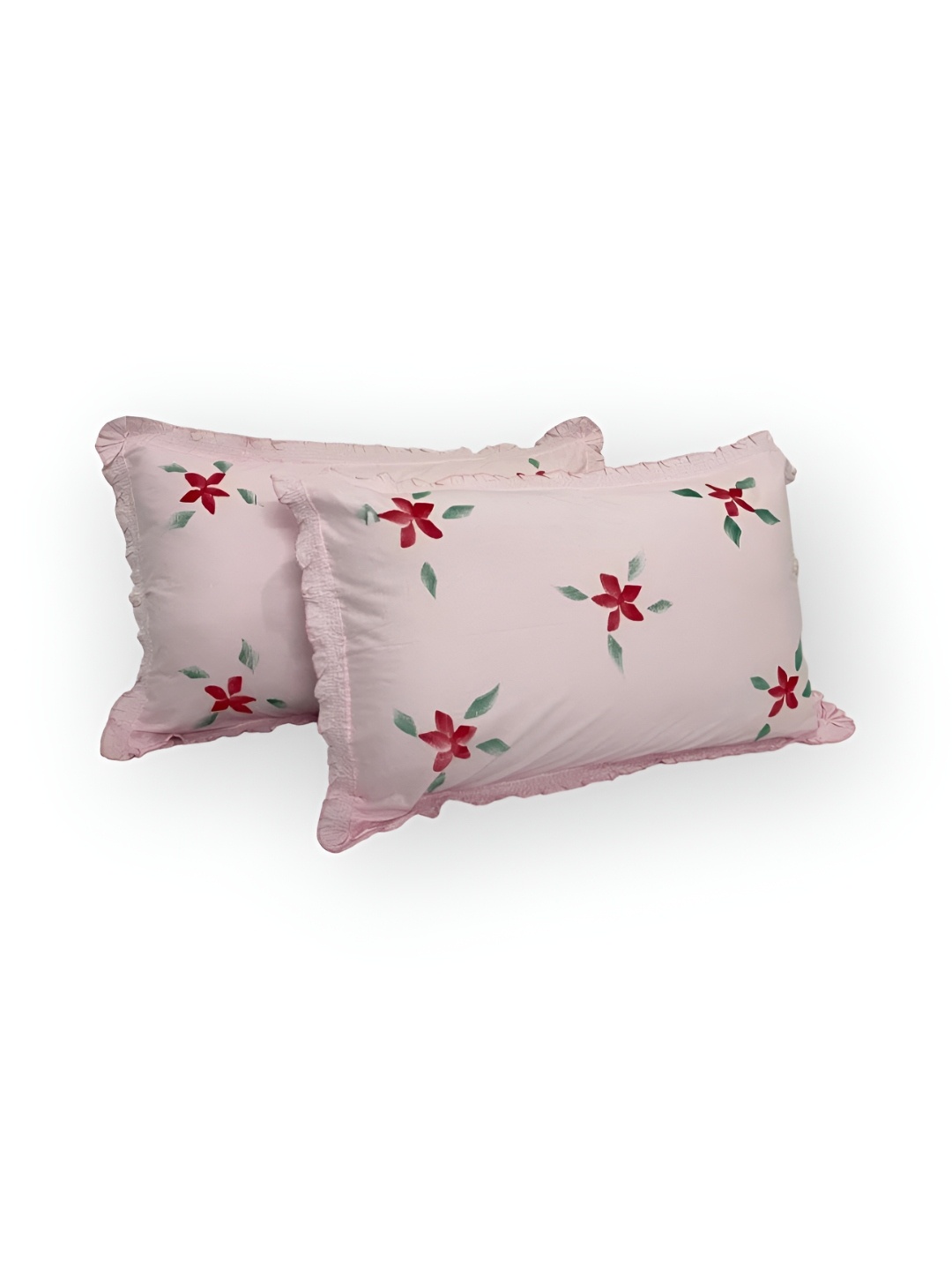 

CASA-NEST Pink 2 Pieces Floral Rectangle Cushion Covers