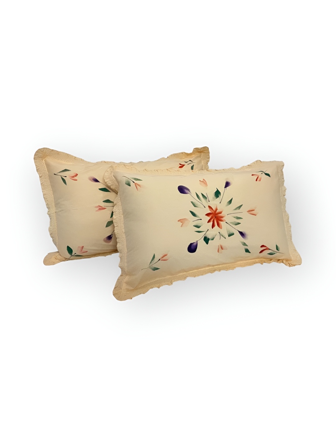 

CASA-NEST Cream 2 Pieces Floral Rectangle Pillow Covers
