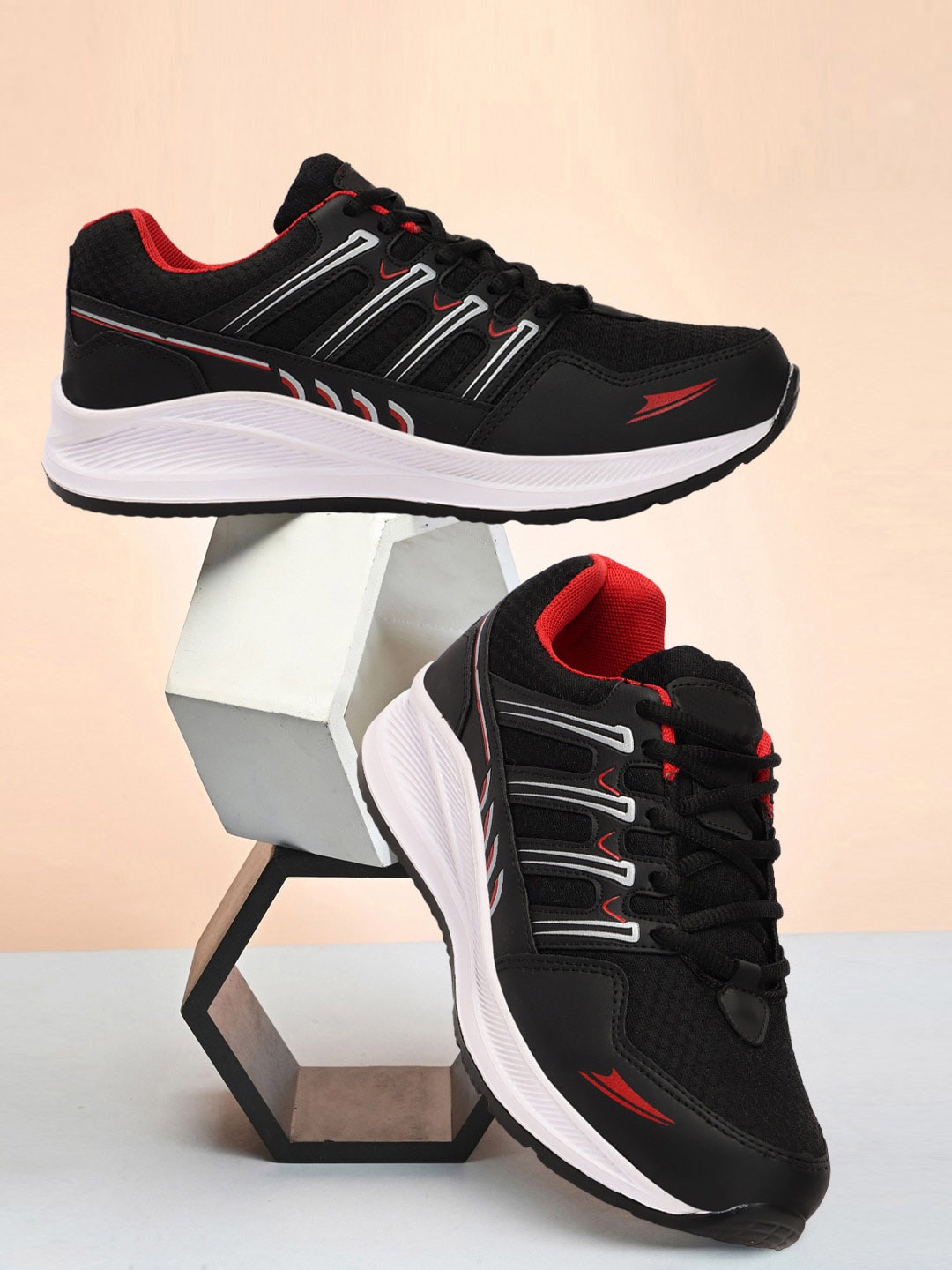 

SPRENGE Men Black Striped Sneakers