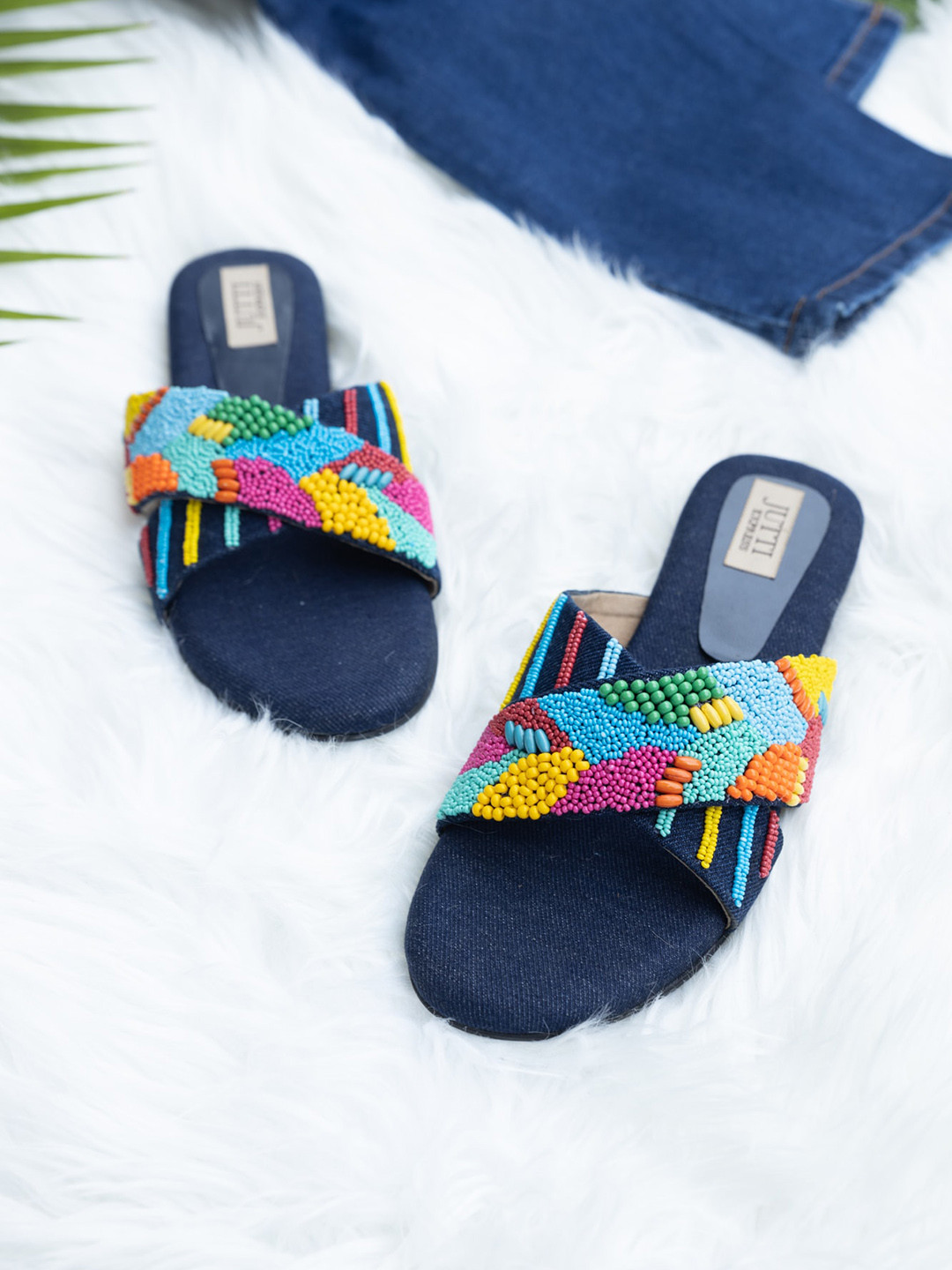 

Jutti Express Embellished Open Toe Flats, Blue
