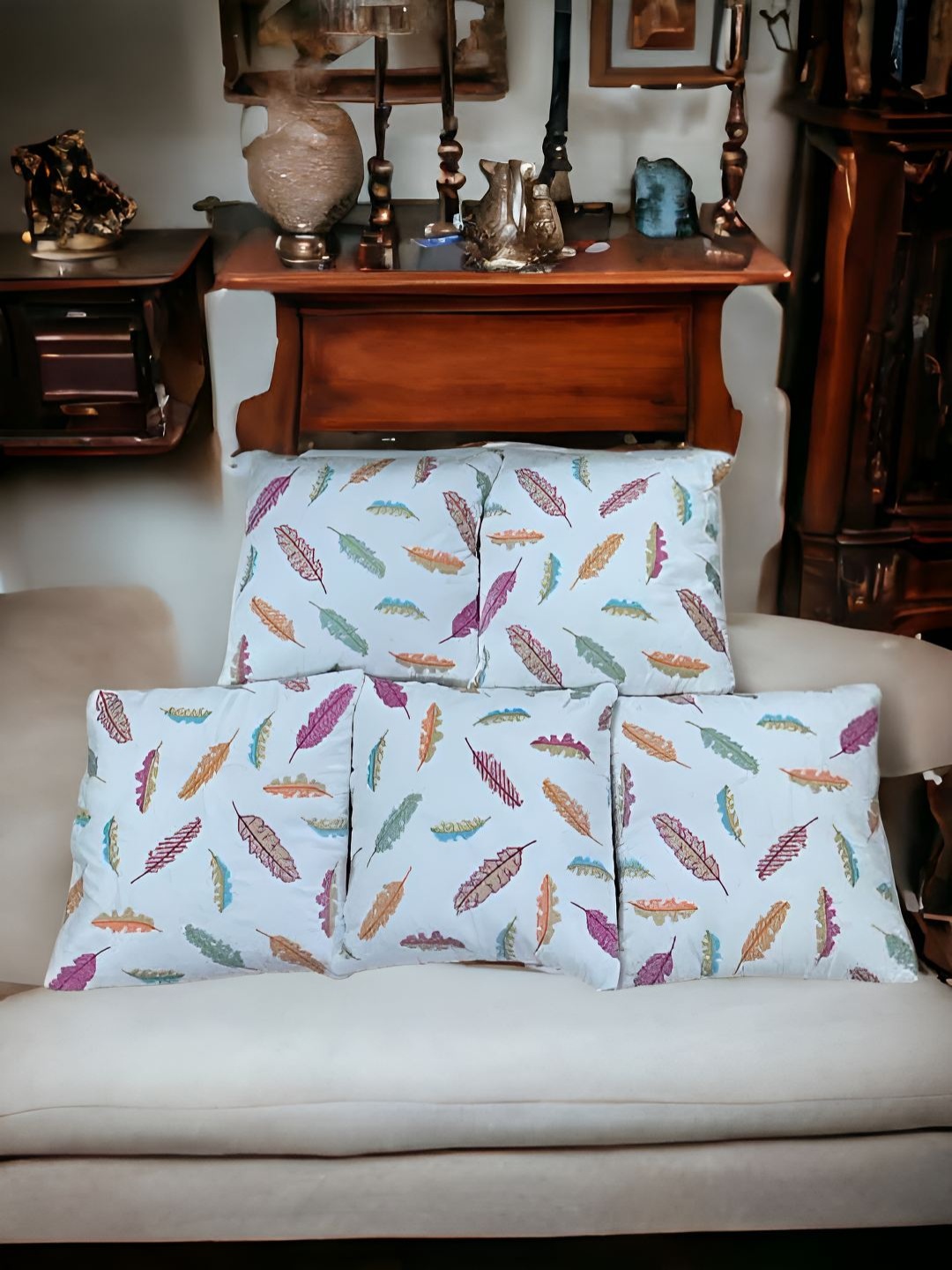 

CASA-NEST White and Purple 5 Pieces Velvet Cushion Covers