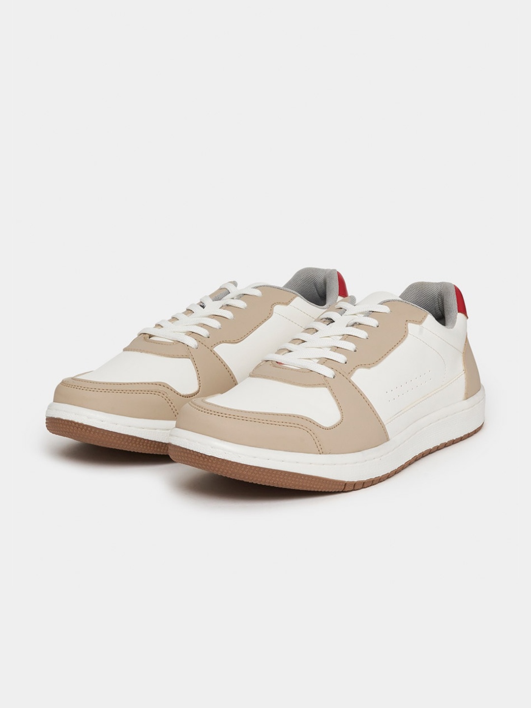 

Styli Men Colourblocked Lace-Up Sneakers, Beige