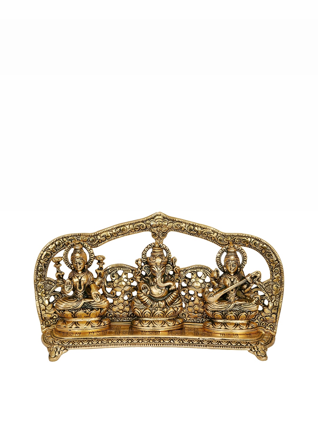 

Navyaksh Gold Toned Lord Laxmi Ganesh Saraswati Metal Showpiece