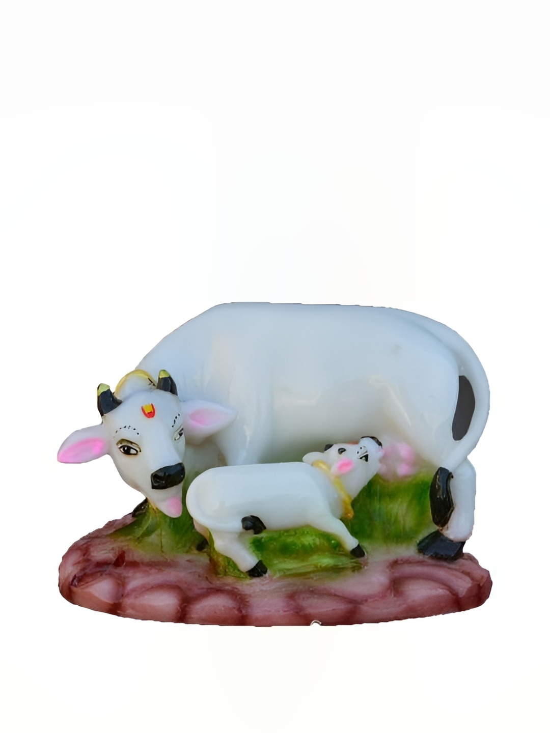 

Navyaksh White Cow and Calf Idol Animals Small Showpiece