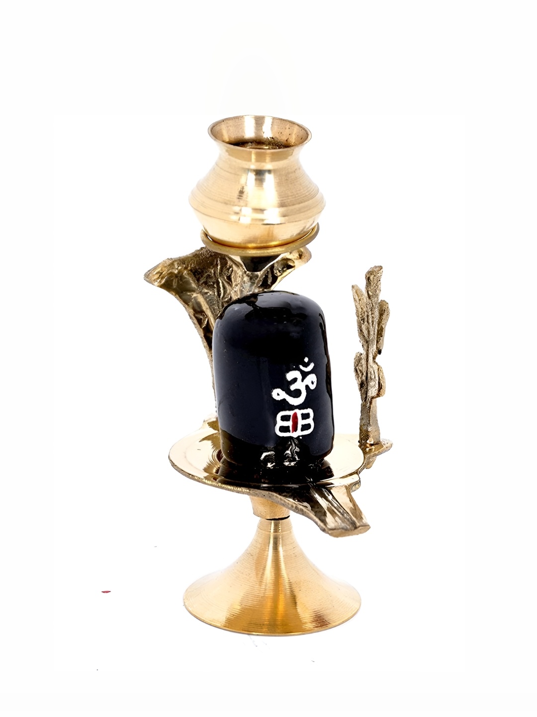 

Navyaksh Black & Copper Shiva Lingam Brass Abhishek Patra with Trishul and Nag Showpiece