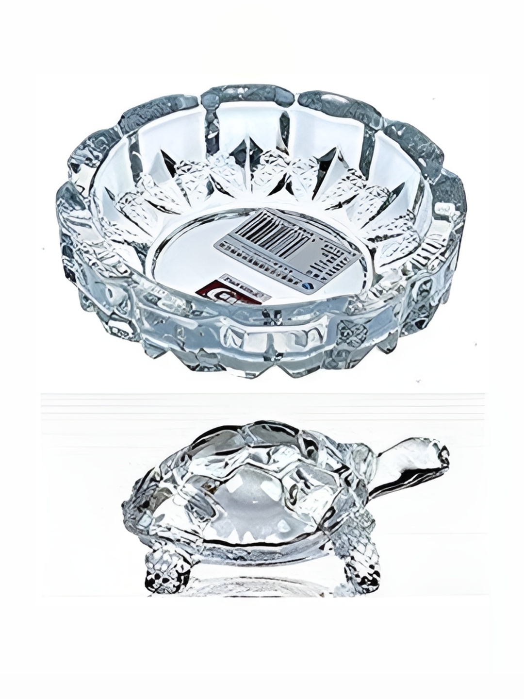 

Navyaksh Transparent Crystal Turtle With Plate Showpiece