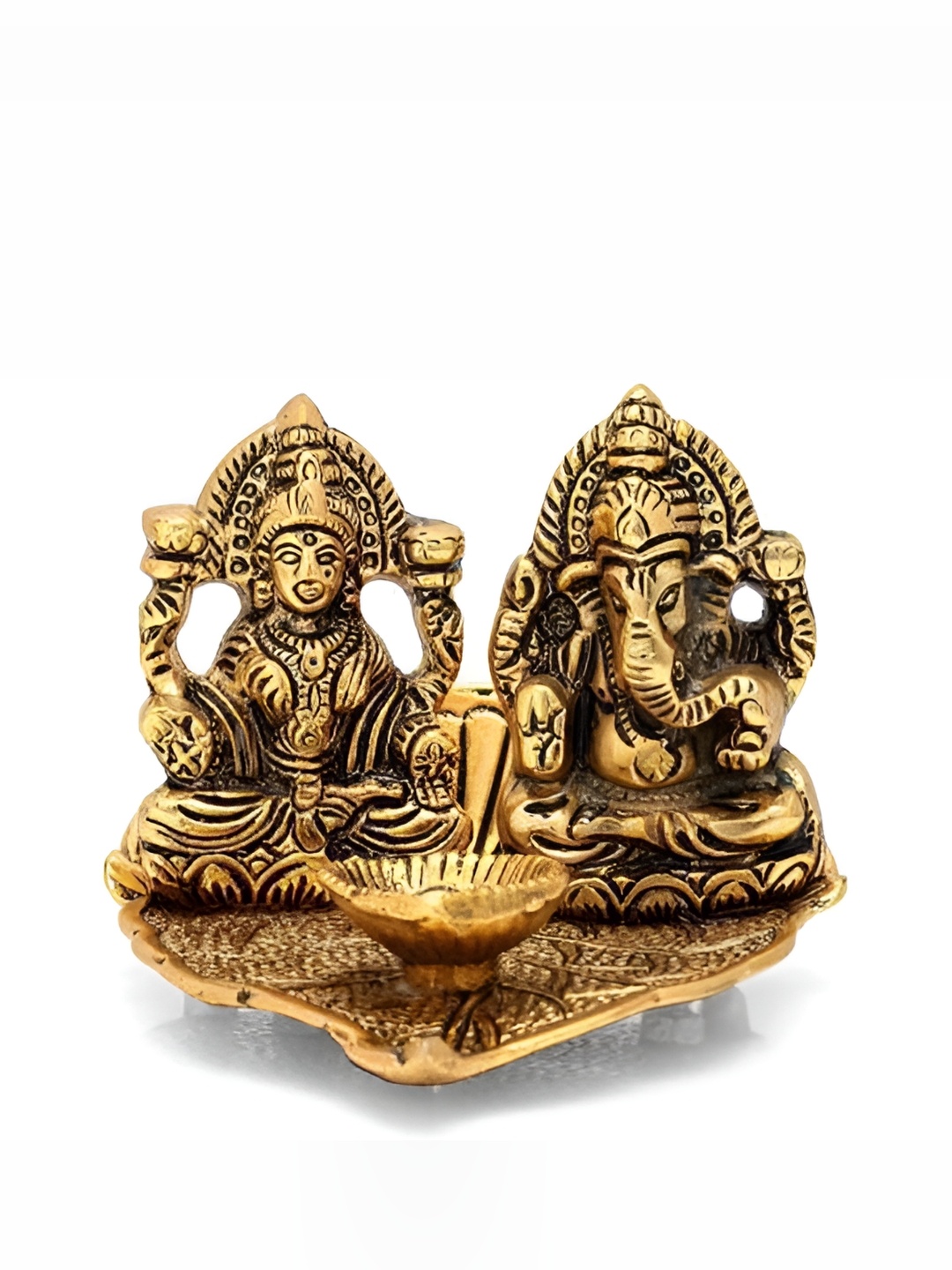 

Navyaksh Gold Toned Metal Laxmi Ganesha Handicrafted Showpiece