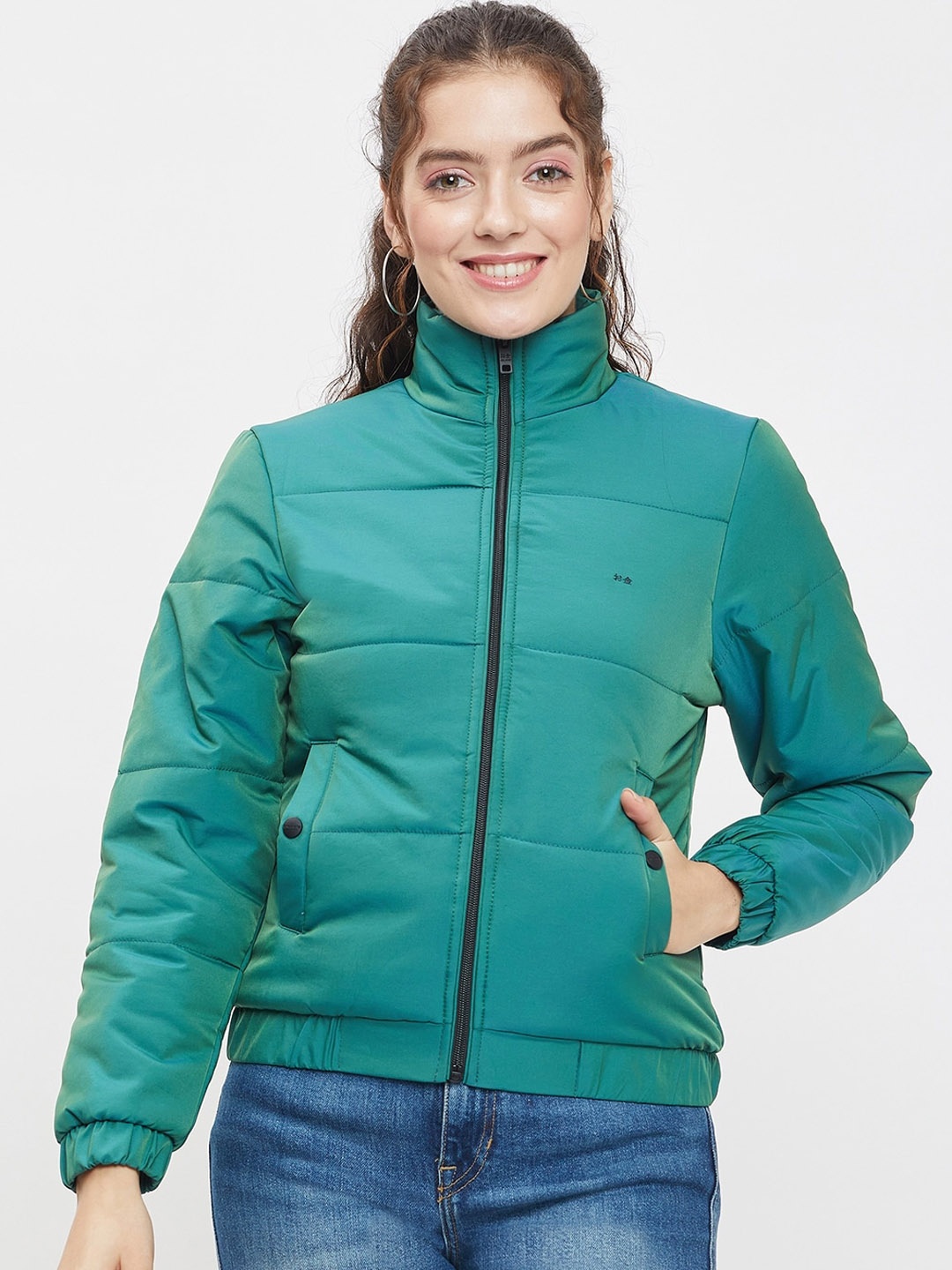 

Okane Mock Collar Lightweight Longline Puffer Jacket, Green