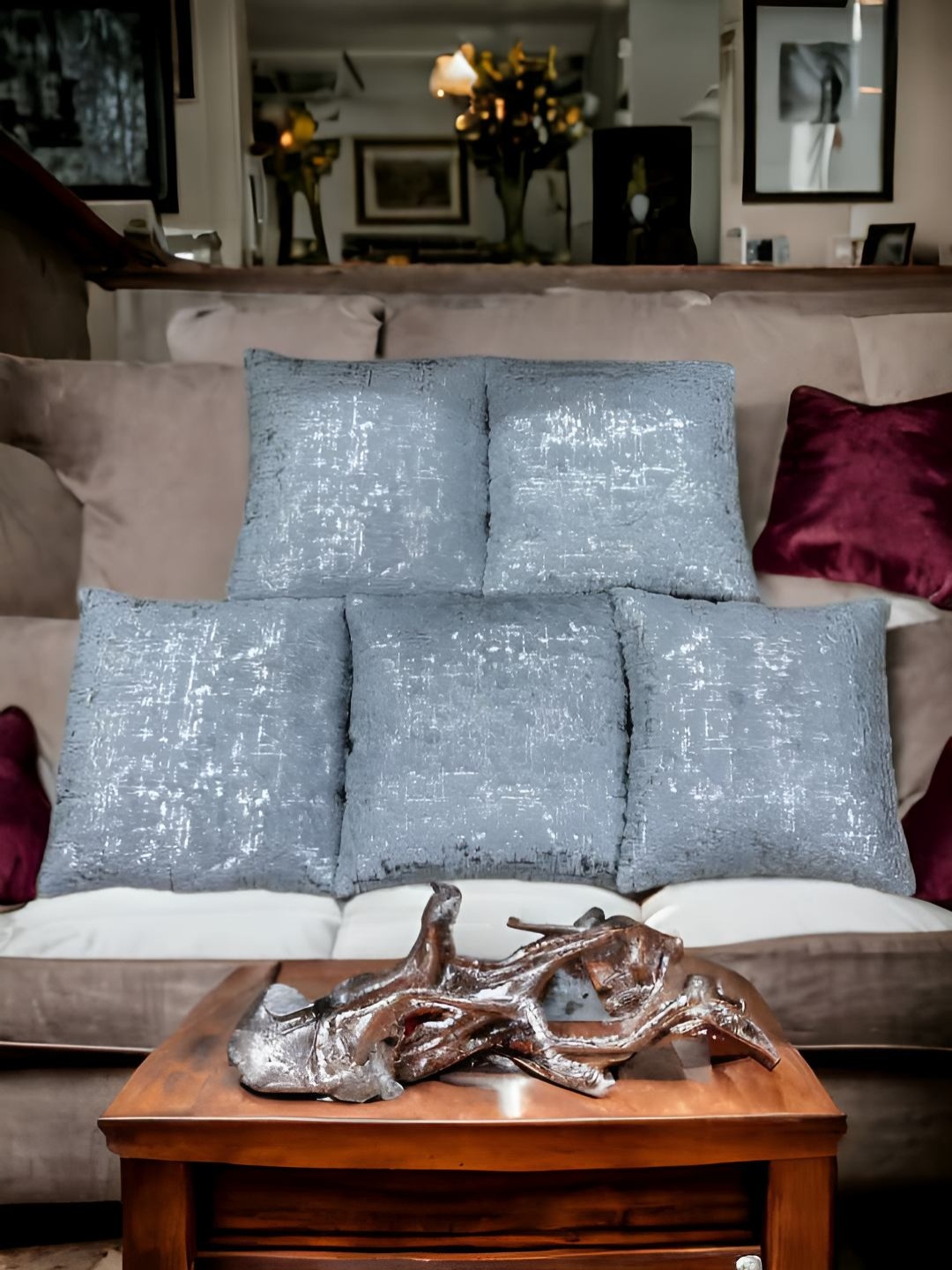 

CASA-NEST Grey 5 Pieces Premium Soft Print Cushion Covers