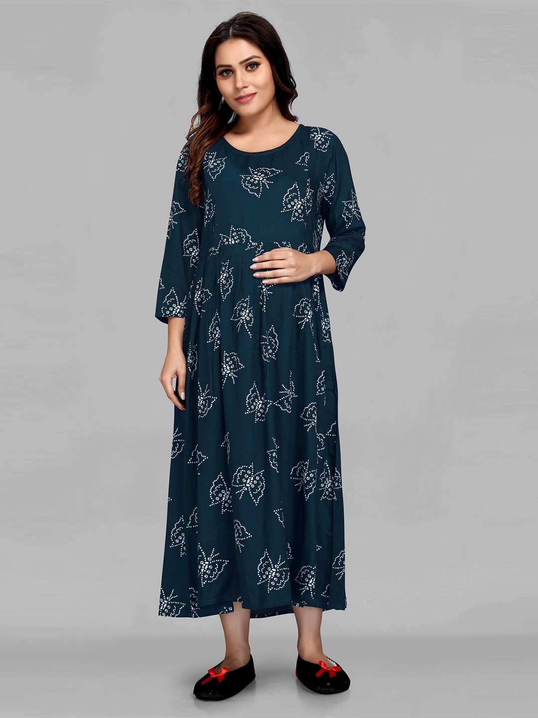 

MAIYEE Conversational Print Maternity A-Line Midi Dress, Blue