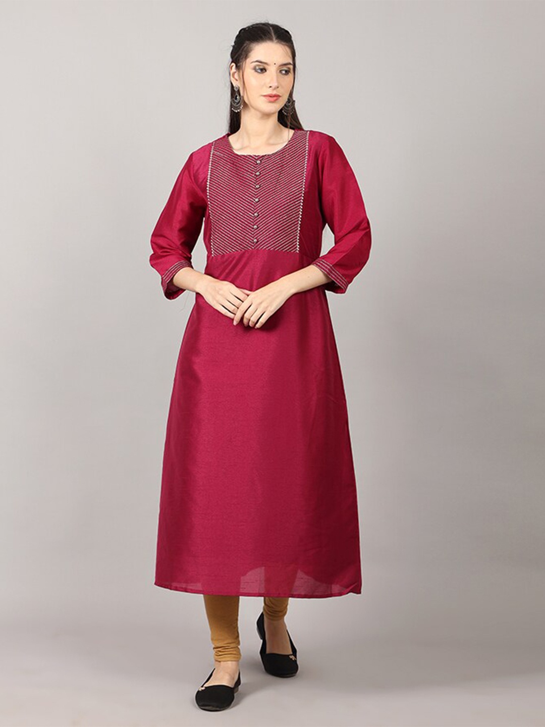 

MAIYEE A-Line Calf Length Kurta, Purple
