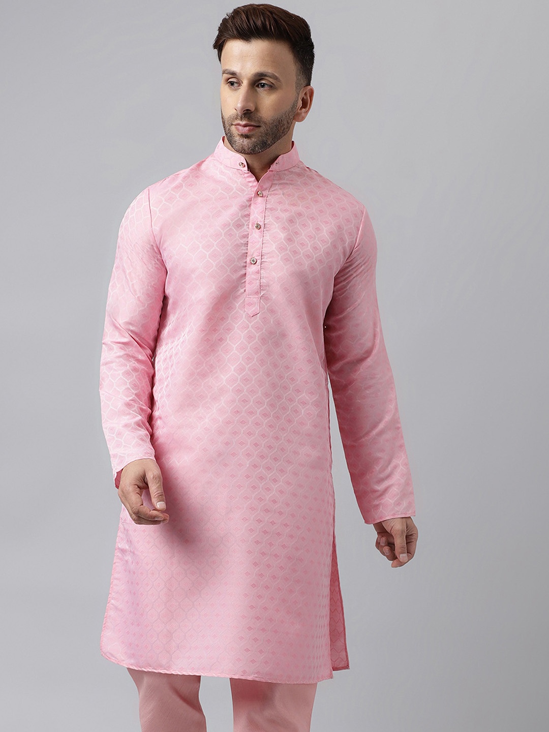 

Hangup Dobby Jacquard Kurta, Pink