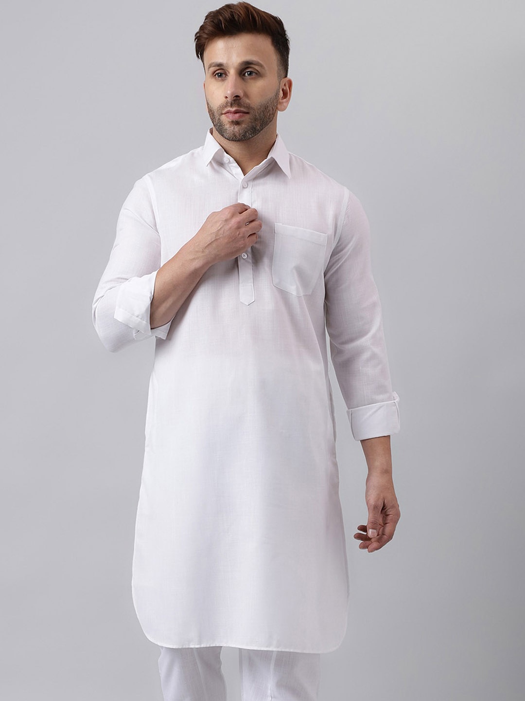 

Hangup Shirt Collar Pathani Kurta, White