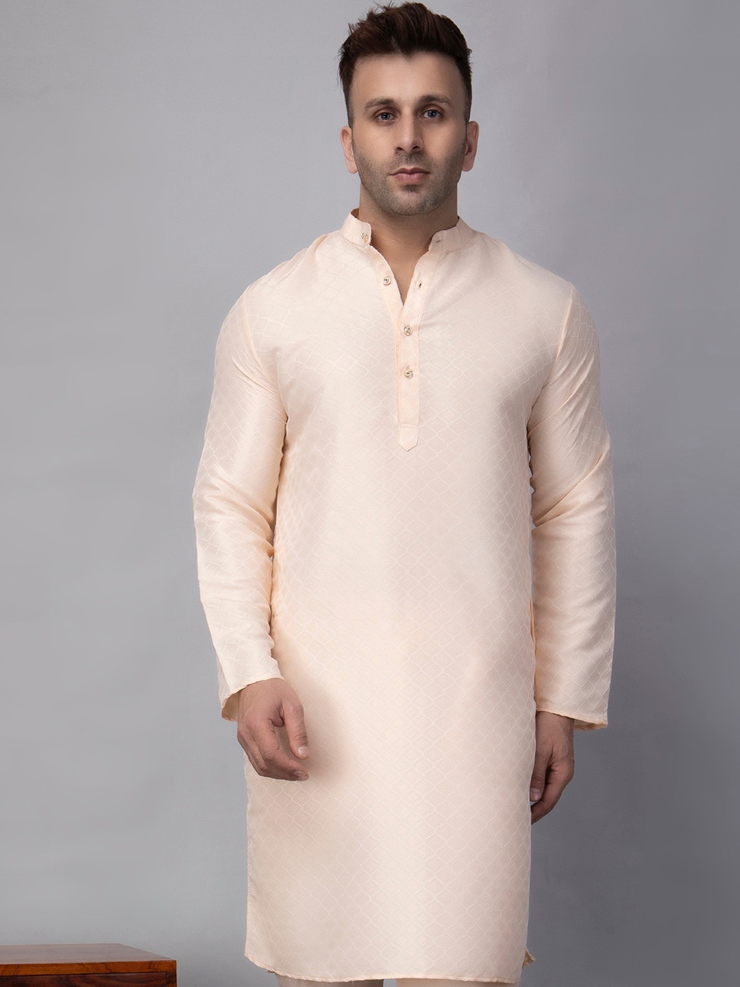 

hangup trend Long Sleeves Mandarin Collar Straight Kurta, Pink
