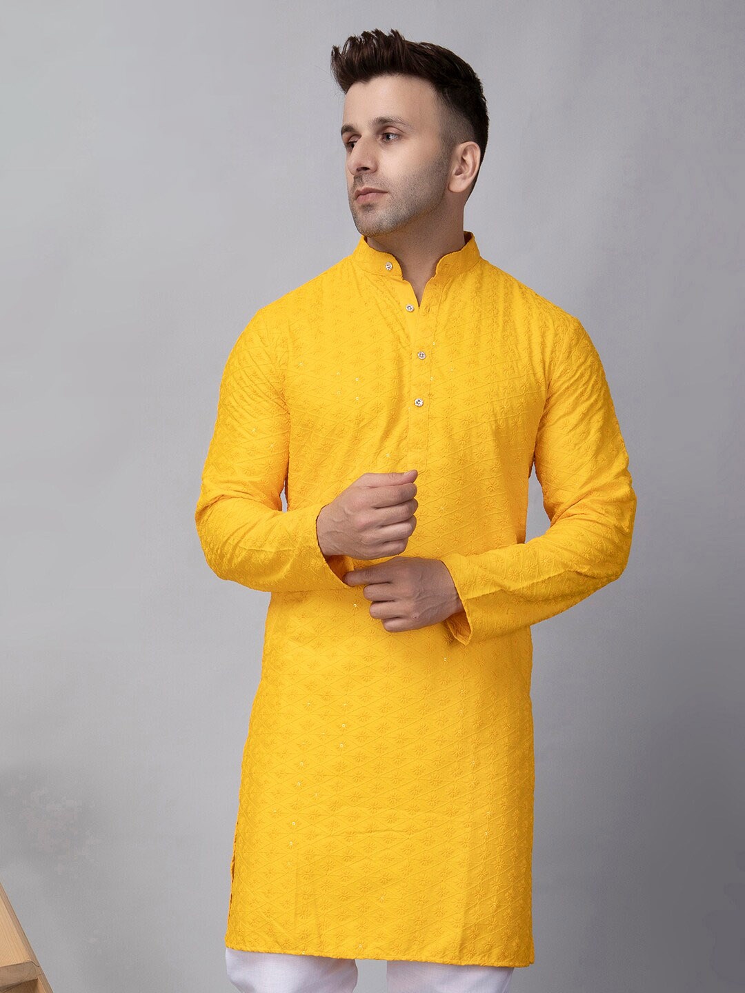 

hangup trend Embroidered Kurta, Yellow
