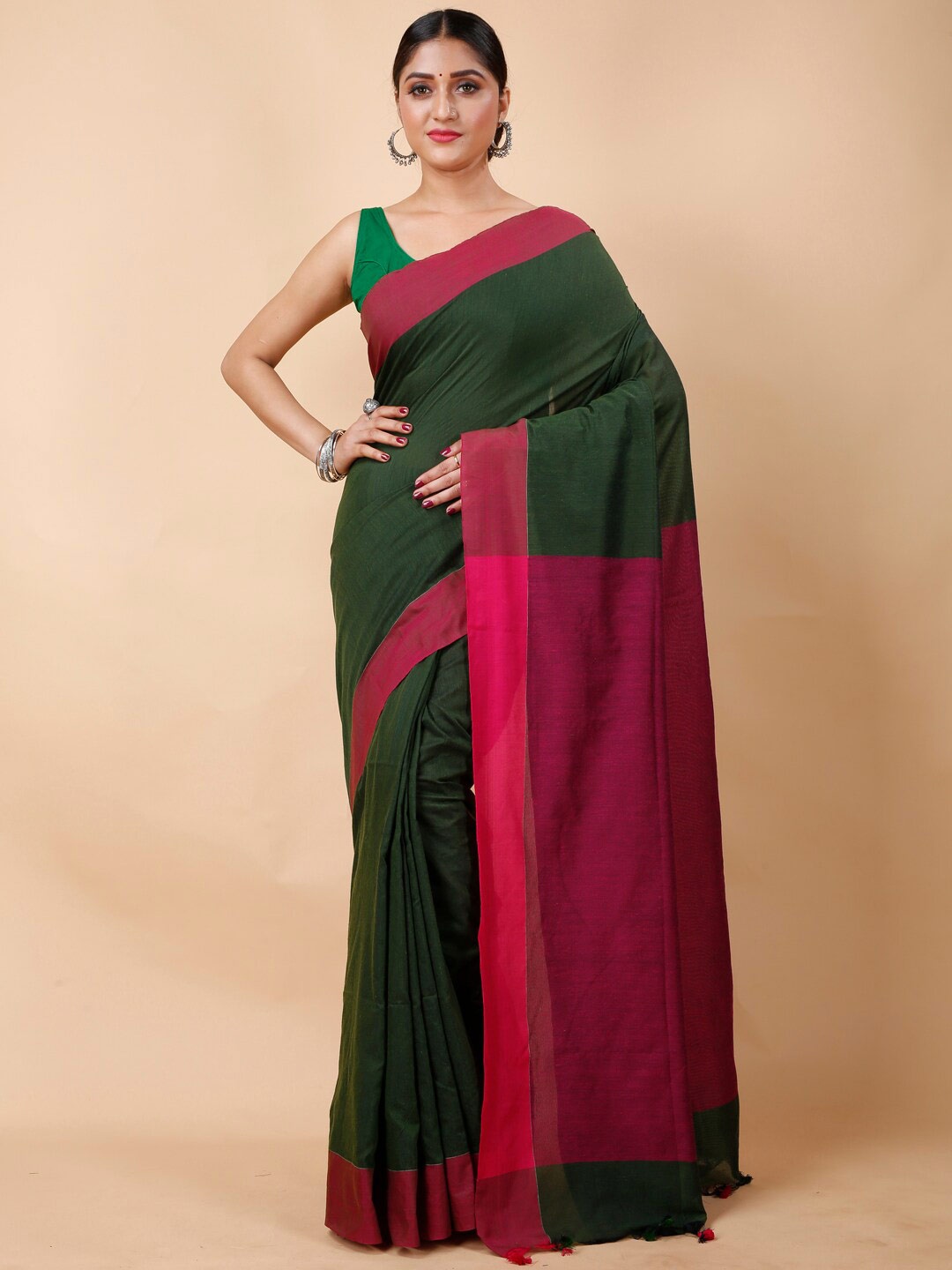 

Ruuprekha Woven Design Pure Cotton Saree, Sea green