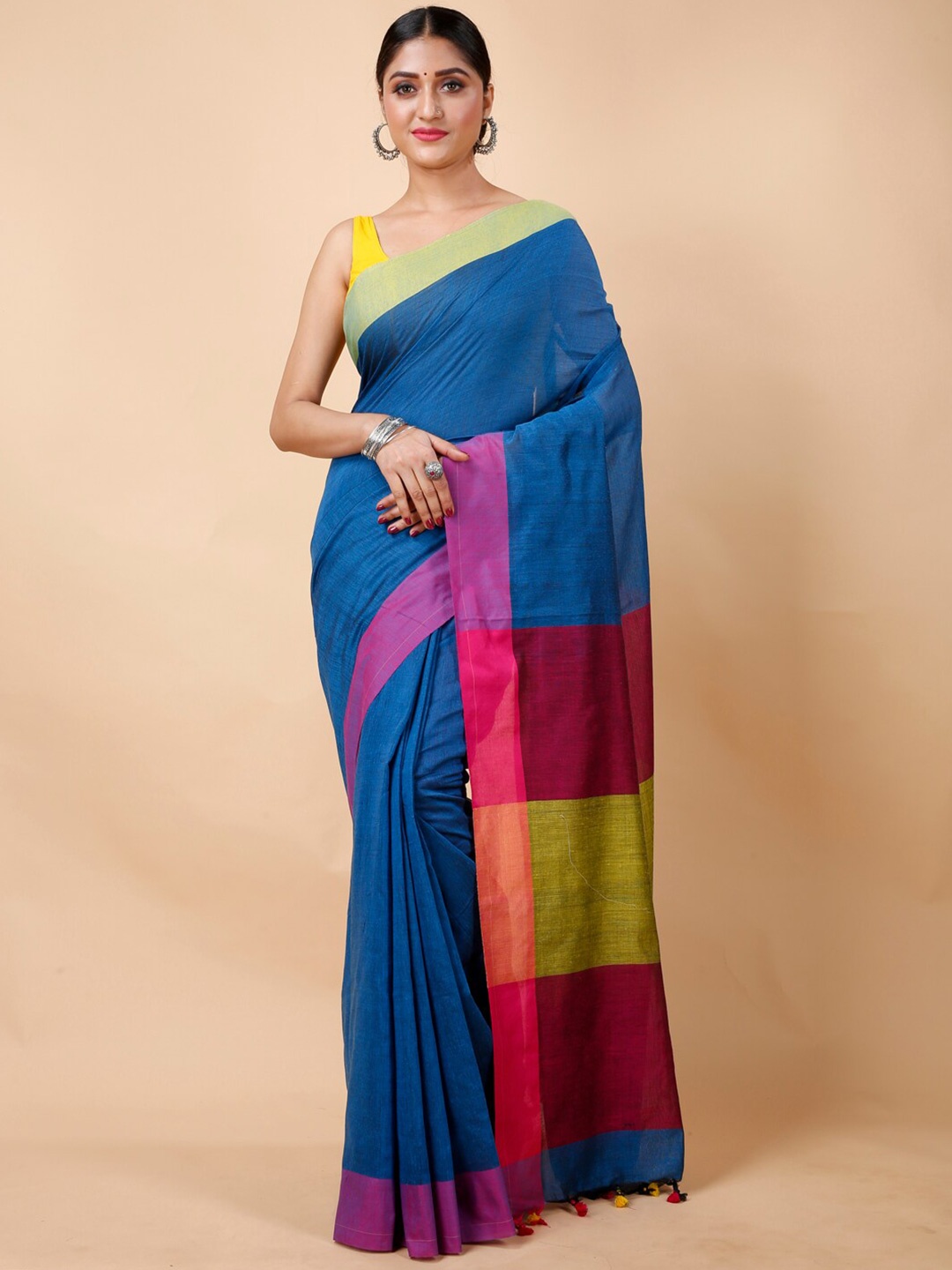 

Ruuprekha Woven Design Ethnic Motifs Pure Cotton Saree, Blue