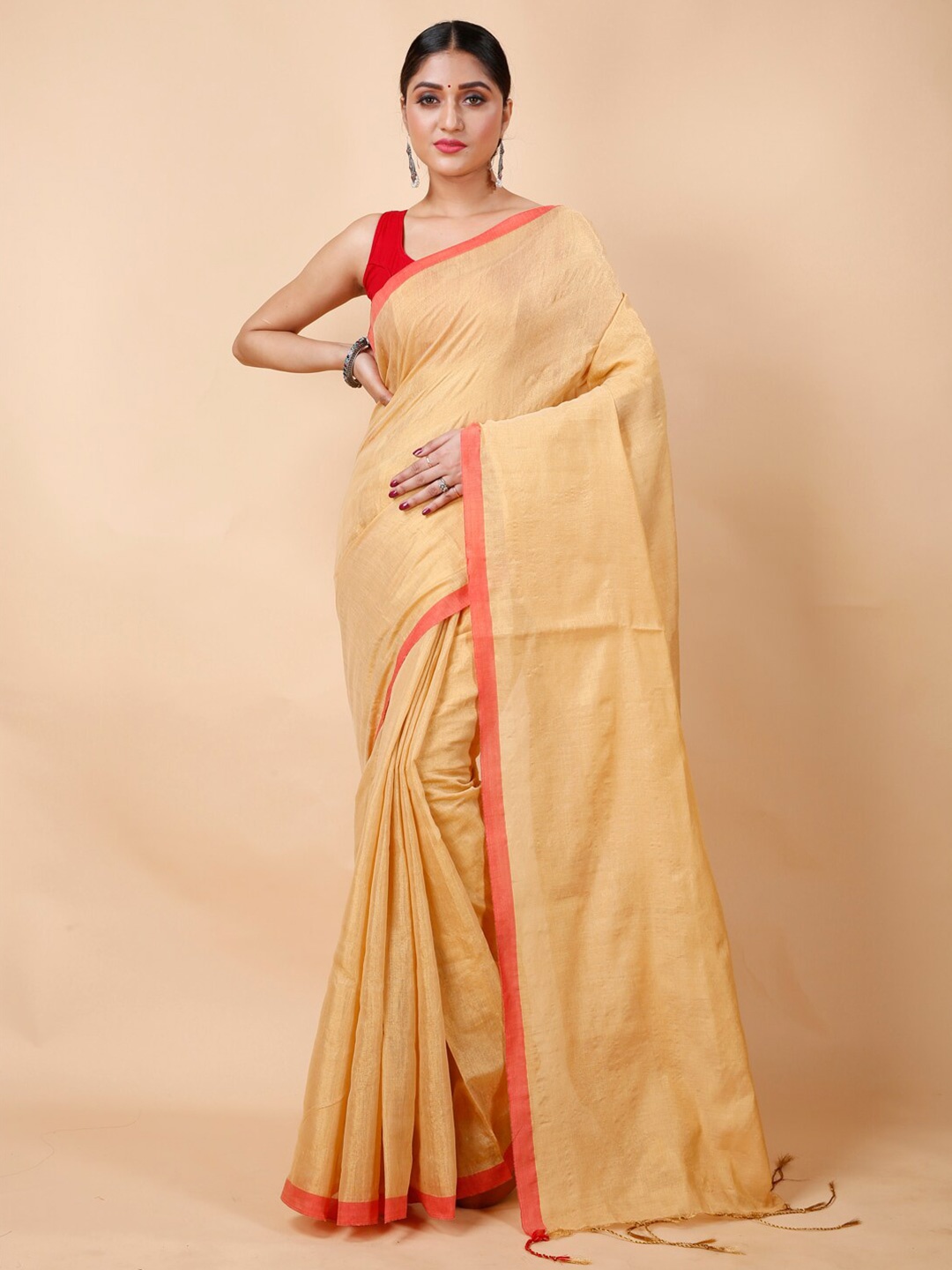 

Ruuprekha Woven Design Ethnic Motifs Cotton Saree, Beige