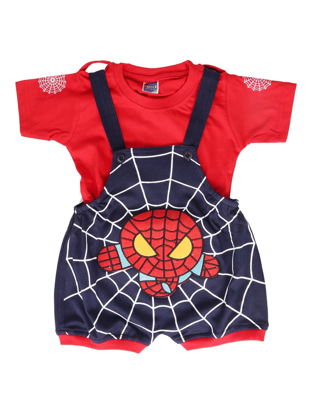 

BAESD Infants Spiderman Printed Pure Cotton Dungaree With T-Shirt, Navy blue