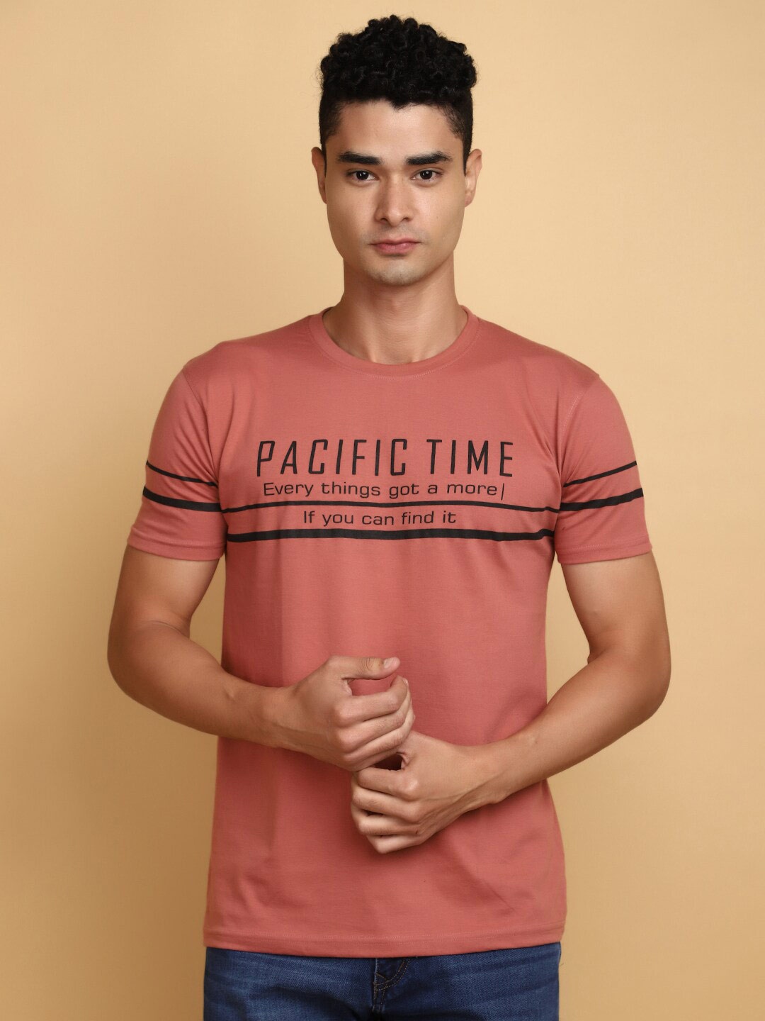 

V-Mart Typography Printed Cotton T-shirt, Rust